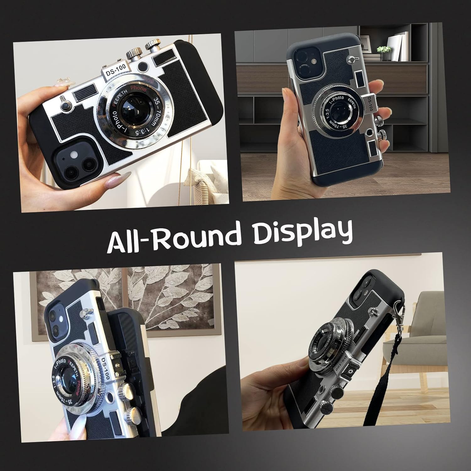 Mscomft Funda para teléfono Emily in Paris, funda vintage para iPhone 15 Pro, diseño de cámara vintage 3D que parece una cámara, con cordón largo