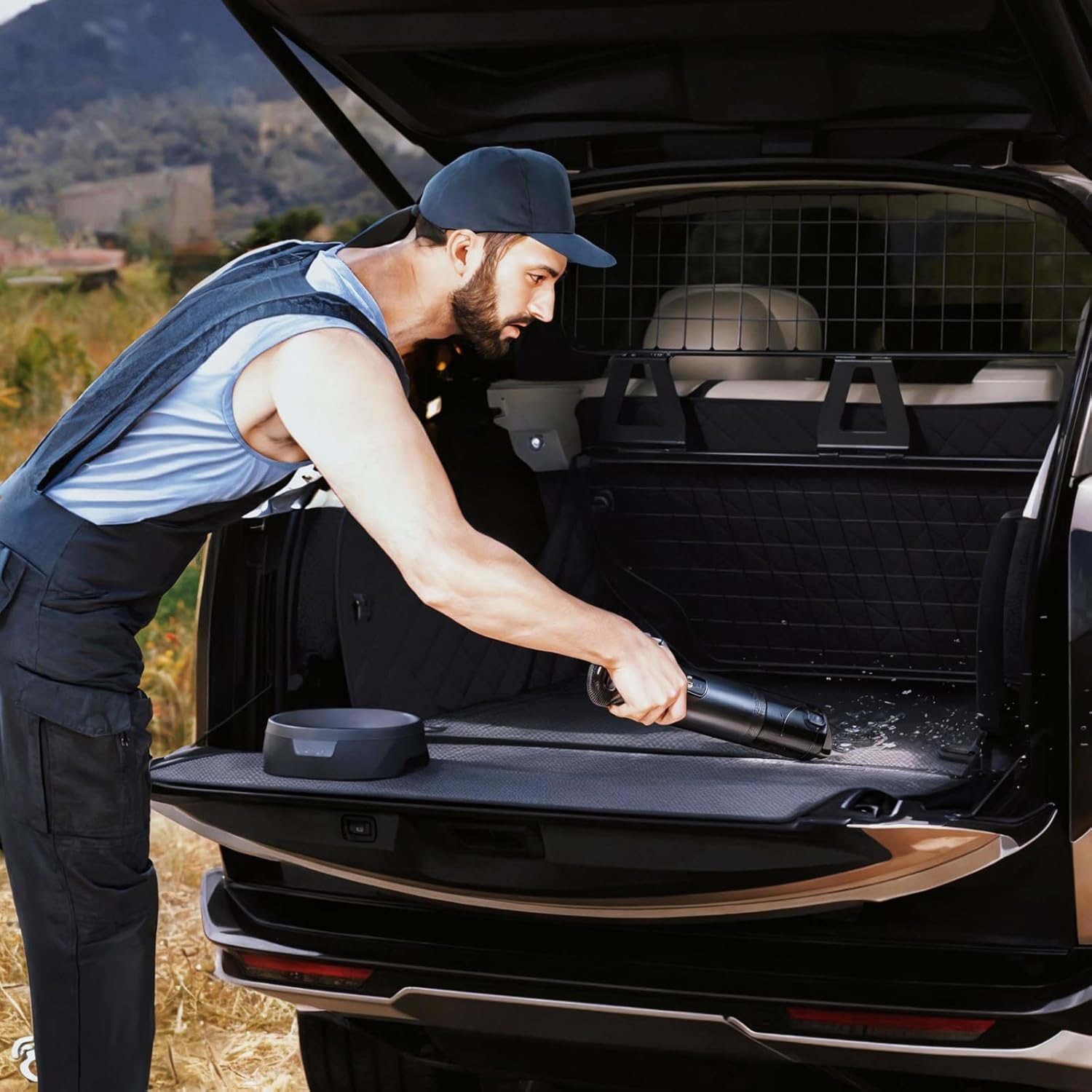 DEDC Aspiradora de coche de alta potencia, aspiradora inalámbrica de 15000 Pa portátil recargable con pantalla LED, eliminador de polvo ultraligero