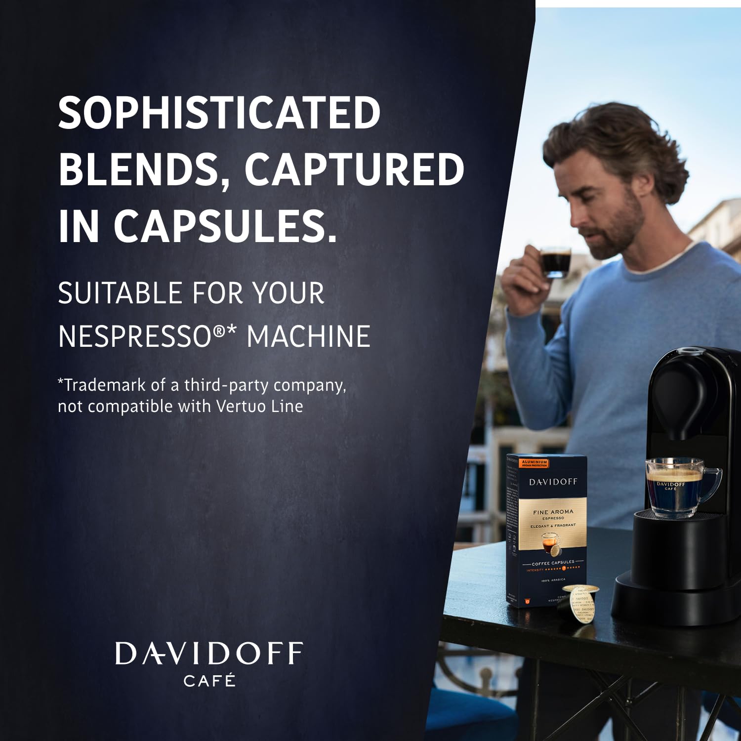 DAVIDOFF Cápsulas de café de aroma fino. Compatible con máquina Nespresso, elegante y fragante, granos 100% arábica, intensidad 712. Tostado 612.