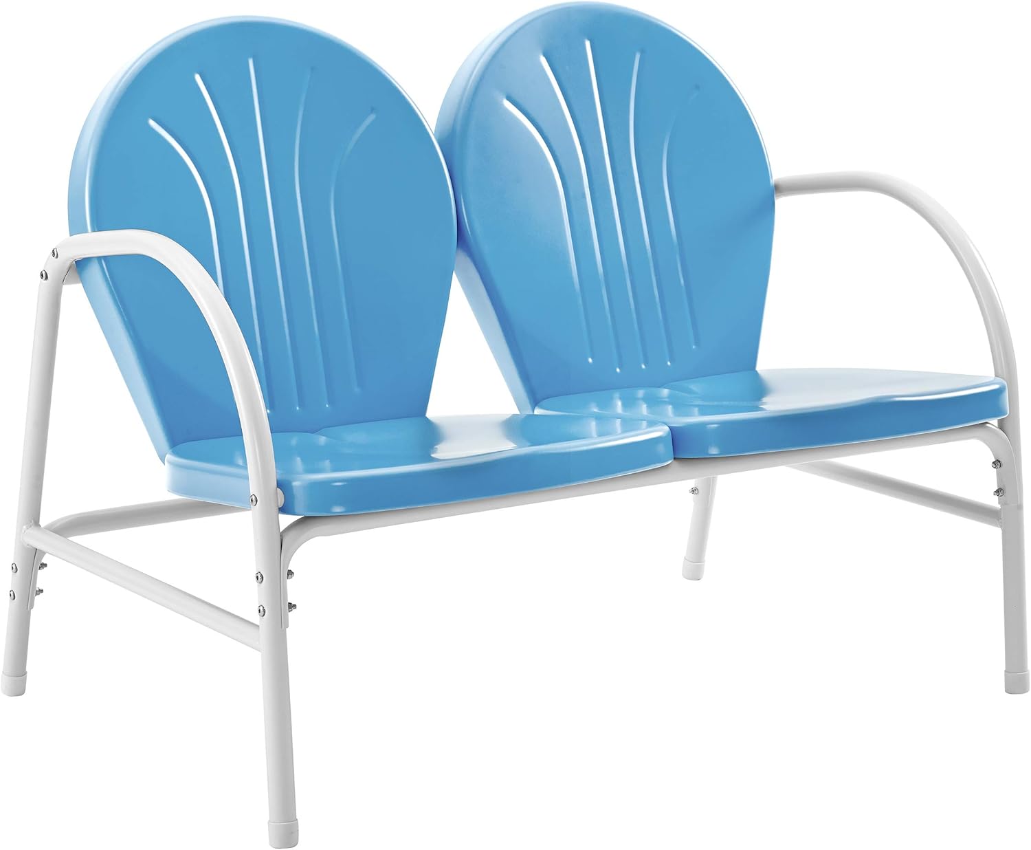 Crosley Furniture Griffith – Sofá biplaza de metal para exteriores, color azul cielo