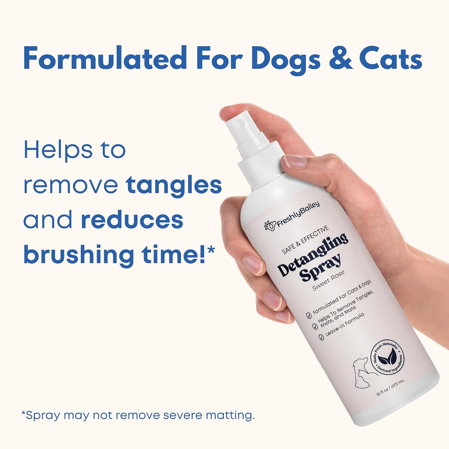 Spray desenredante para perros  Spray desenredante para mascotas para gatos y perros  Desenredante natural y acondicionador sin enjuague para tu