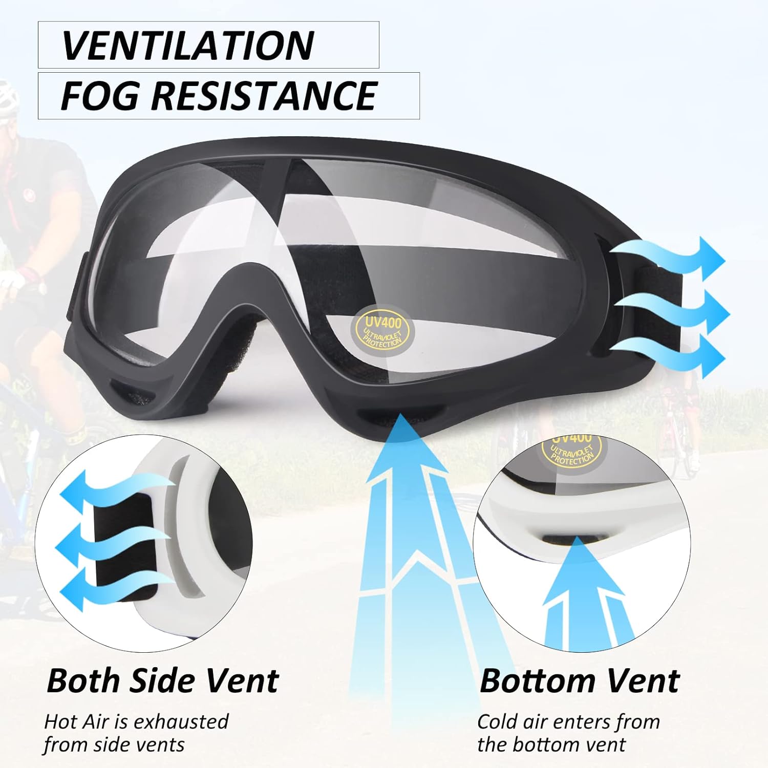 4-FQ Gafas de motocicleta para niños, paquete de 2 gafas de motocross, ATV, gafas de esquí, gafas de carreras todoterreno para niños, gafas de aire