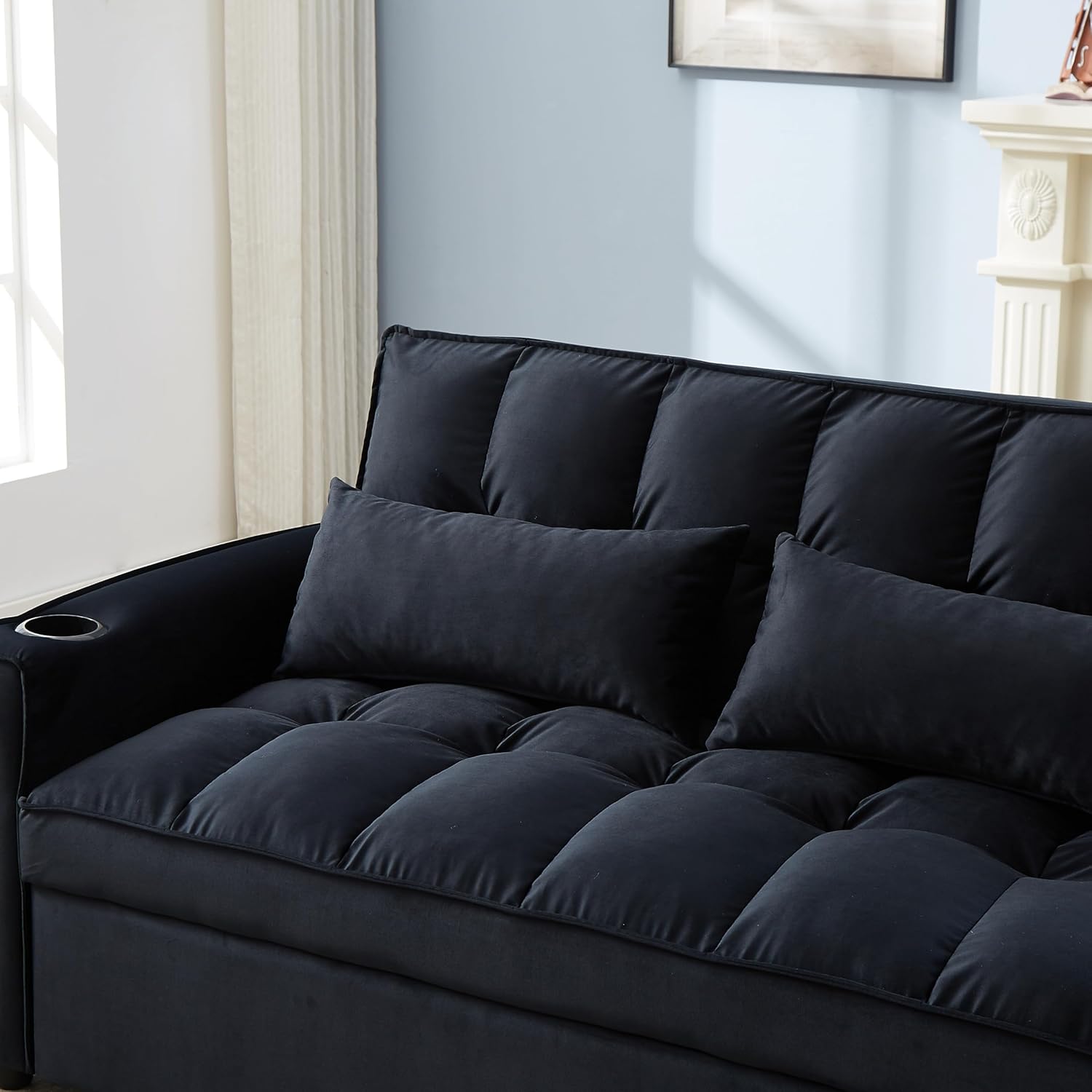 Moderno sofá futón tapizado, convertible a siesta, sofá cama suave y sofá cama para hogar, oficina, apartamento, espacio pequeño, sala de estar,