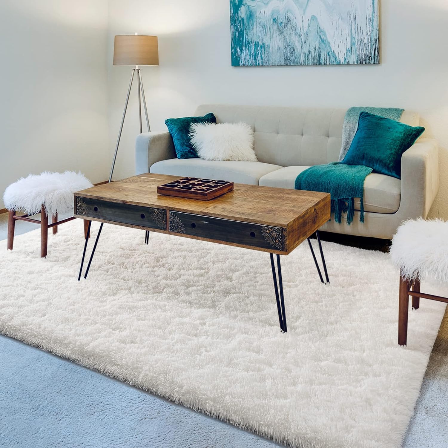 Homore – Alfombra mullida de lujo para áreas modernas, para dormitorio, sala de estar, alfombra súper suave y cómoda, lindas alfombras para niños,