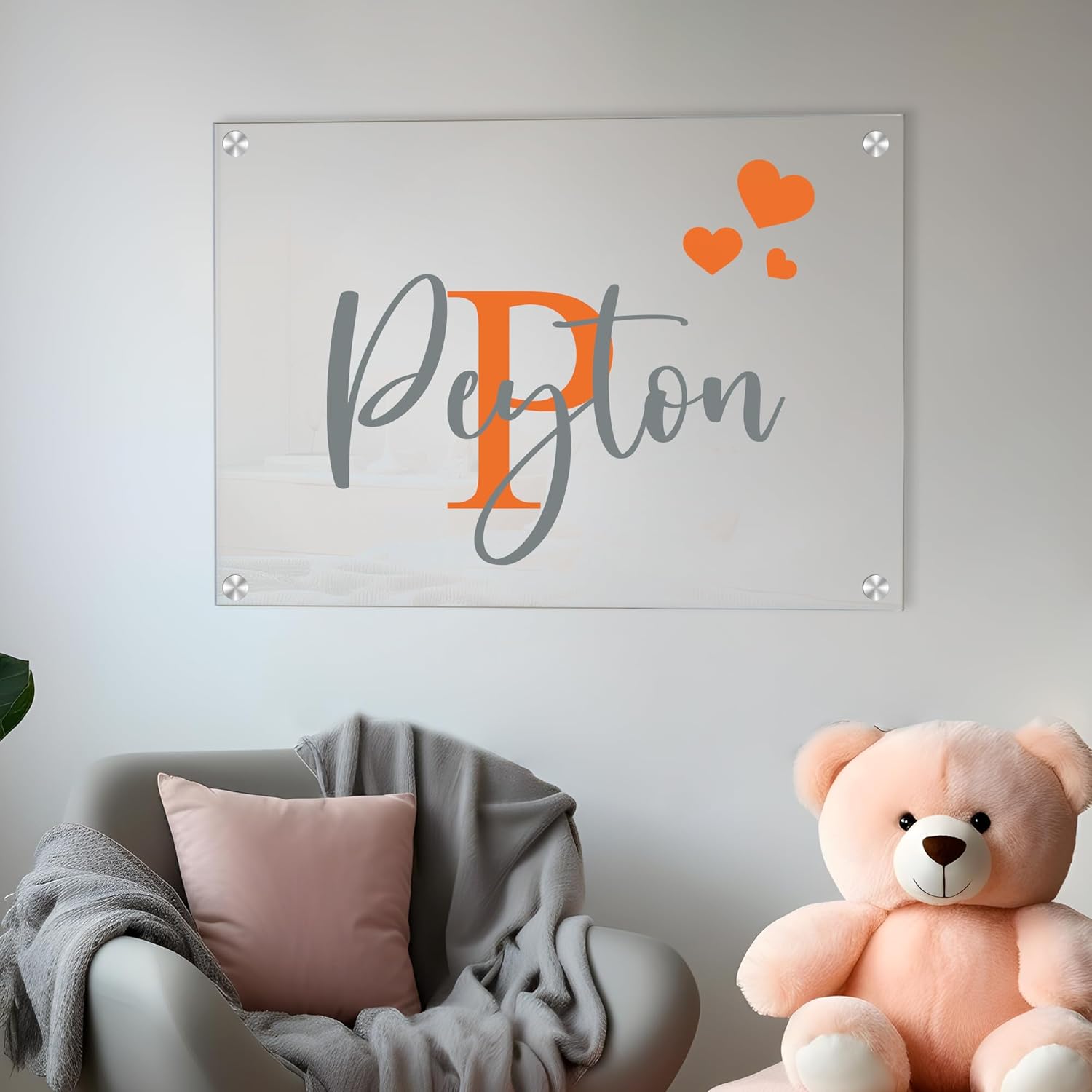 Nombre personalizado y marco acrílico inicial  Decoración de dormitorio  Decoración de pared  Decoración de pared con nombre  Decoración de