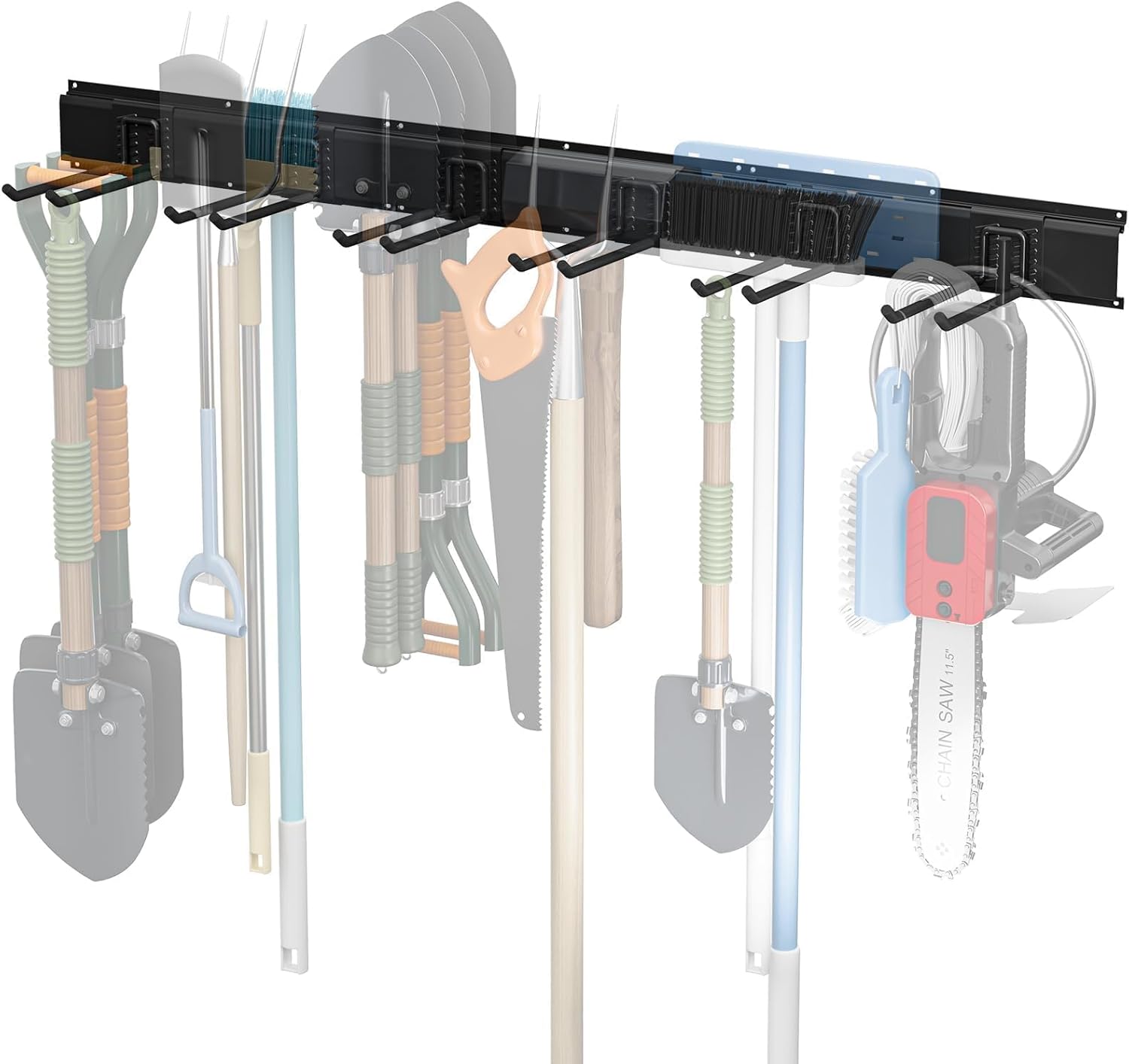 TICONN Estante de almacenamiento de herramientas de organización de garaje, sistema organizador de colgador de pared resistente para cobertizo,