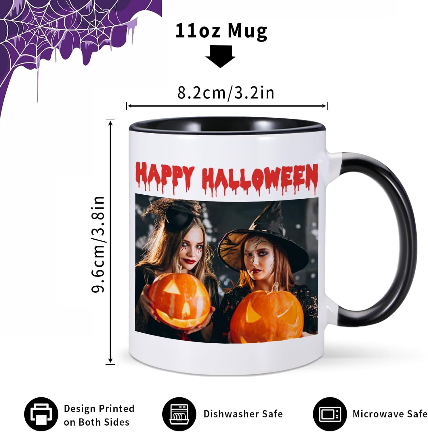 Taza de café personalizada de Halloween, con foto e imagen, logotipo, texto, regalos personalizados para Halloween, Navidad, cumpleaños, novio,
