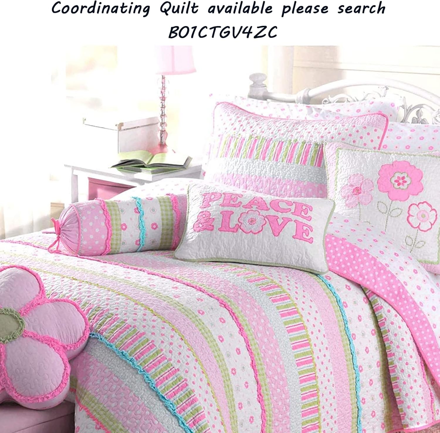 Cozy Line Home Fashions Pink Greta Pastel Peace & Love – Almohada decorativa (Peace & Love – 1 pieza)