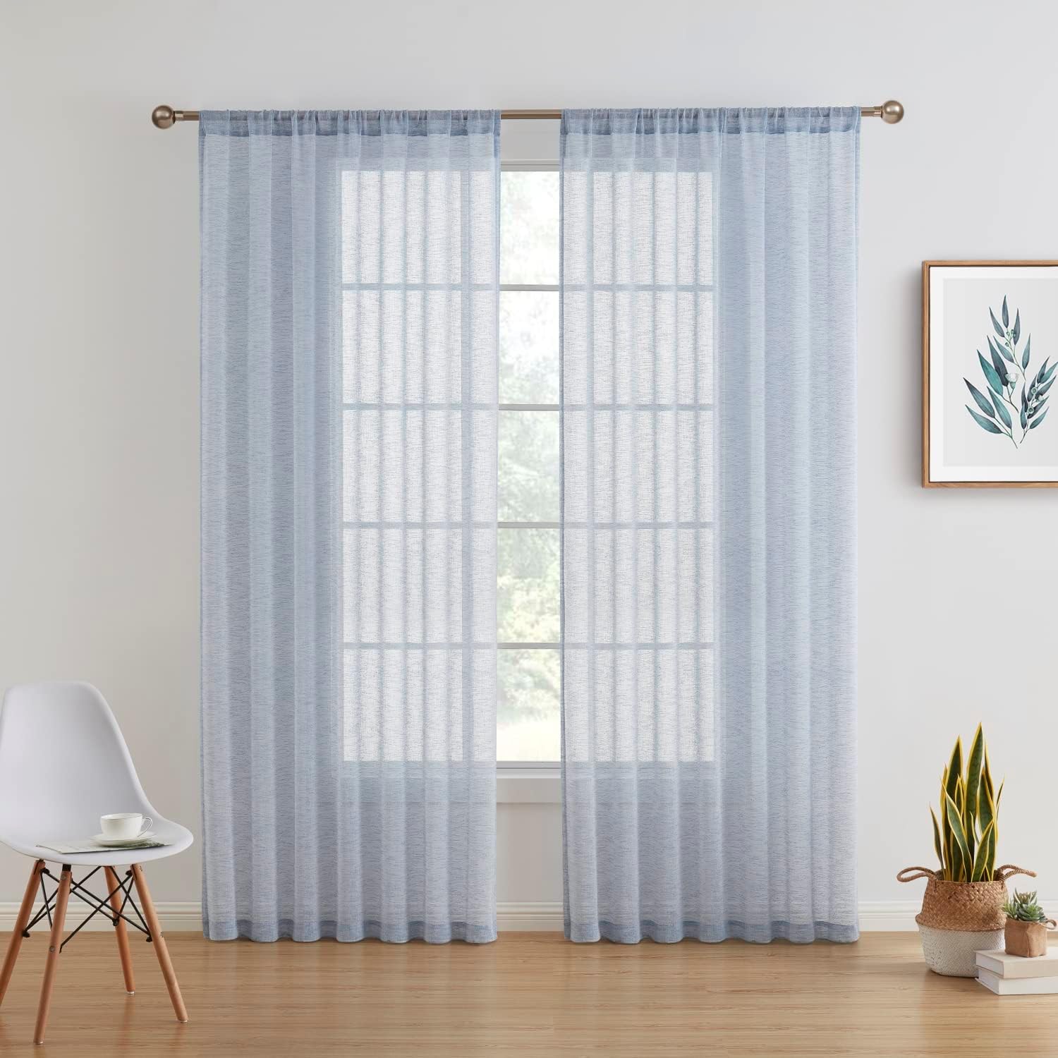 HLC.ME Penelope – Cortinas de lino sintético con textura, semitransparentes, filtrantes de luz, transparentes, para ventana de dormitorio y sala de
