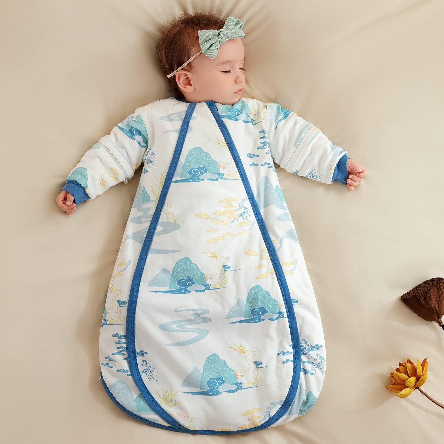 Saco de dormir para bebé, manta termostática de algodón, mangas extraíbles, unisex, saco de dormir para bebés, 2.5 TOG
