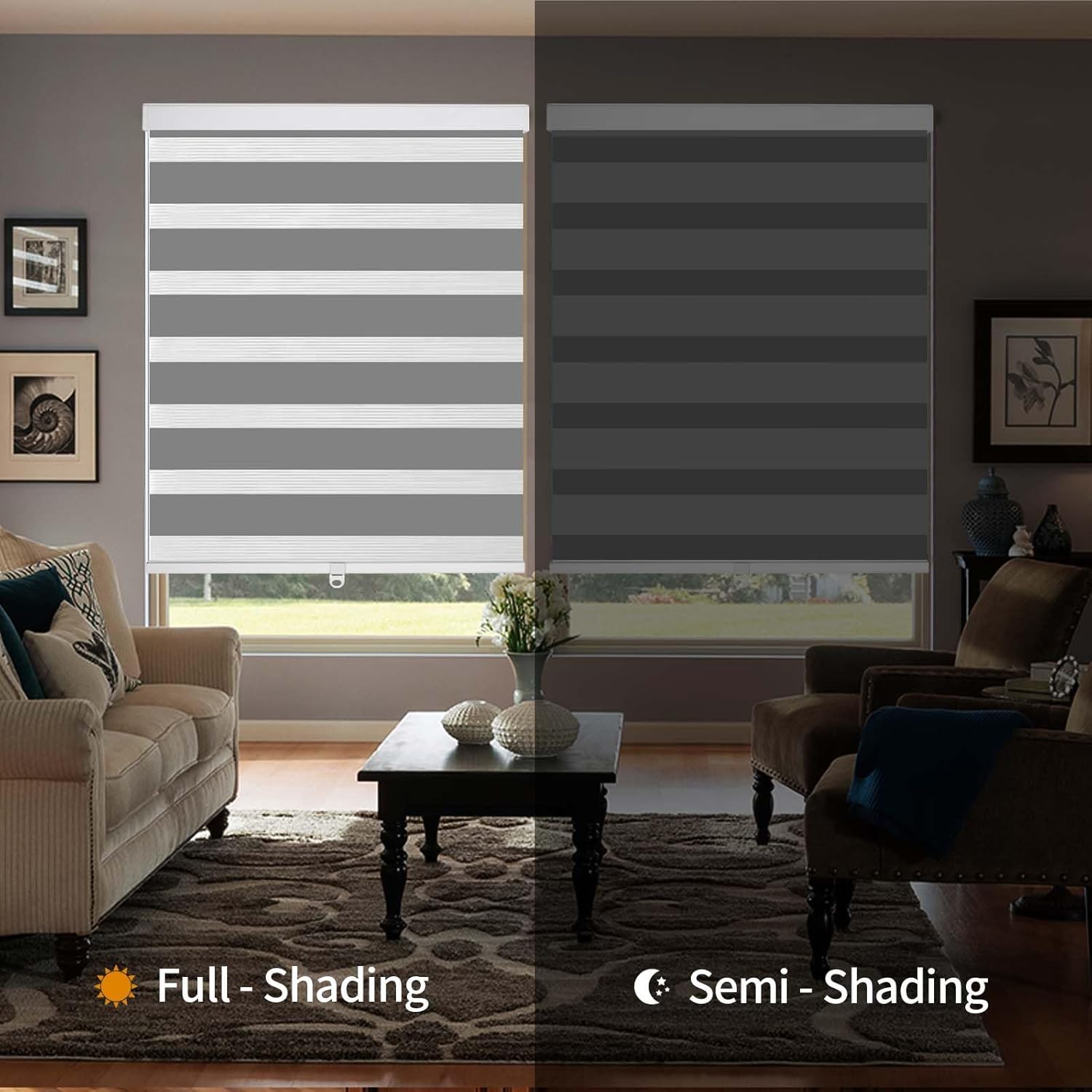 Persianas enrollables tipo cebra sin cordones para ventanas, opacas y grises, persianas y persianas de doble capa, persianas enrollables de