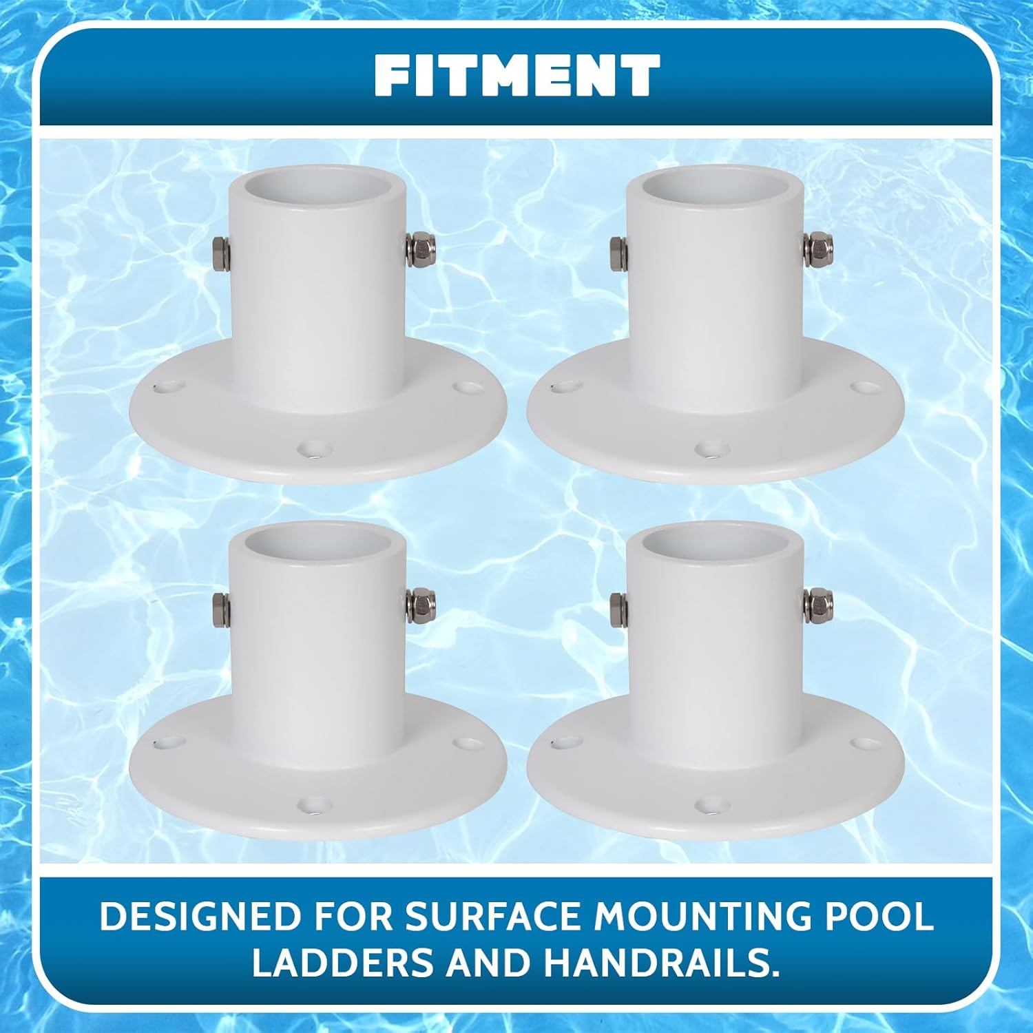 ECOTRIC Brida de anclaje de cubierta de repuesto de aluminio fundido sobre el suelo, escaleras y pasamanos para piscina, 1 78 pulgadas de diámetro