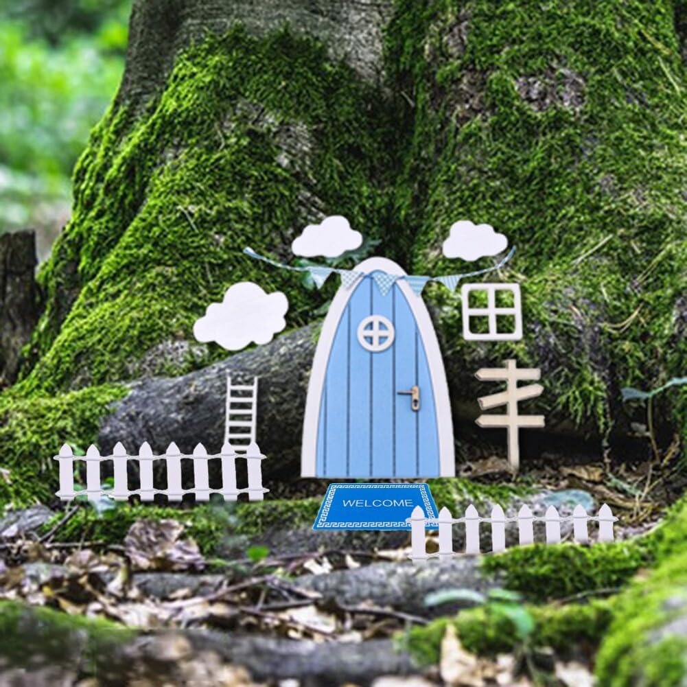 Mini puerta de madera de Navidad elfo niña hada puerta casa accesorios dientes hadas puerta kit pequeño decoración de Navidad al aire libre