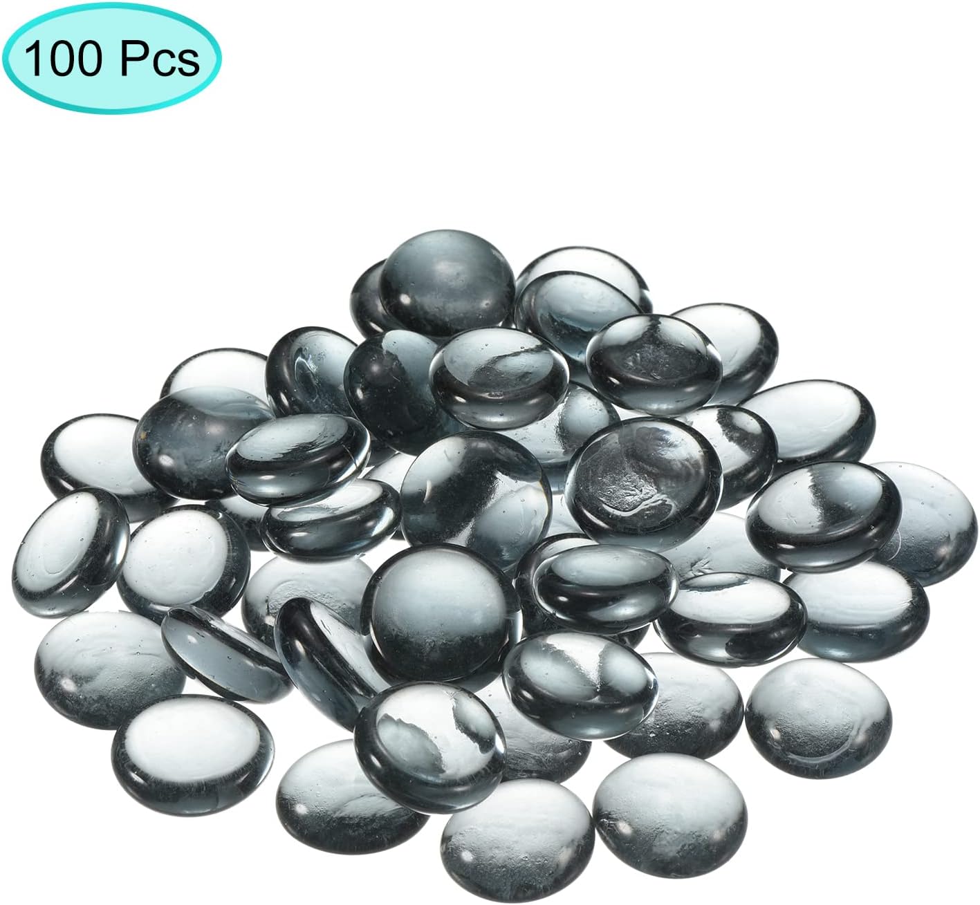 MECCANIXITY Canicas decorativas de vidrio plano de 0.669-0.748 in, cuentas de relleno de jarrón de rocas, guijarros grises para decoración de mesa