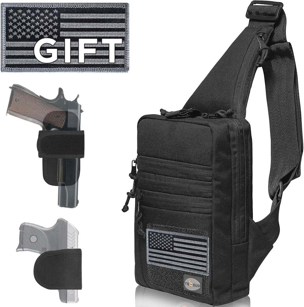 TECEUM Bolso bandolera táctico compacto  CCW para todos los días  Más de 10 estilos  Bolso cruzado de hombro para transporte oculto de pistola
