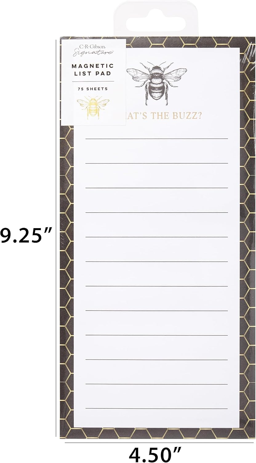 C.R. Gibson Bloc magnético de lista de notas de Honeycomb Hive ‘What’s The Buzz’ (CM1-25361)