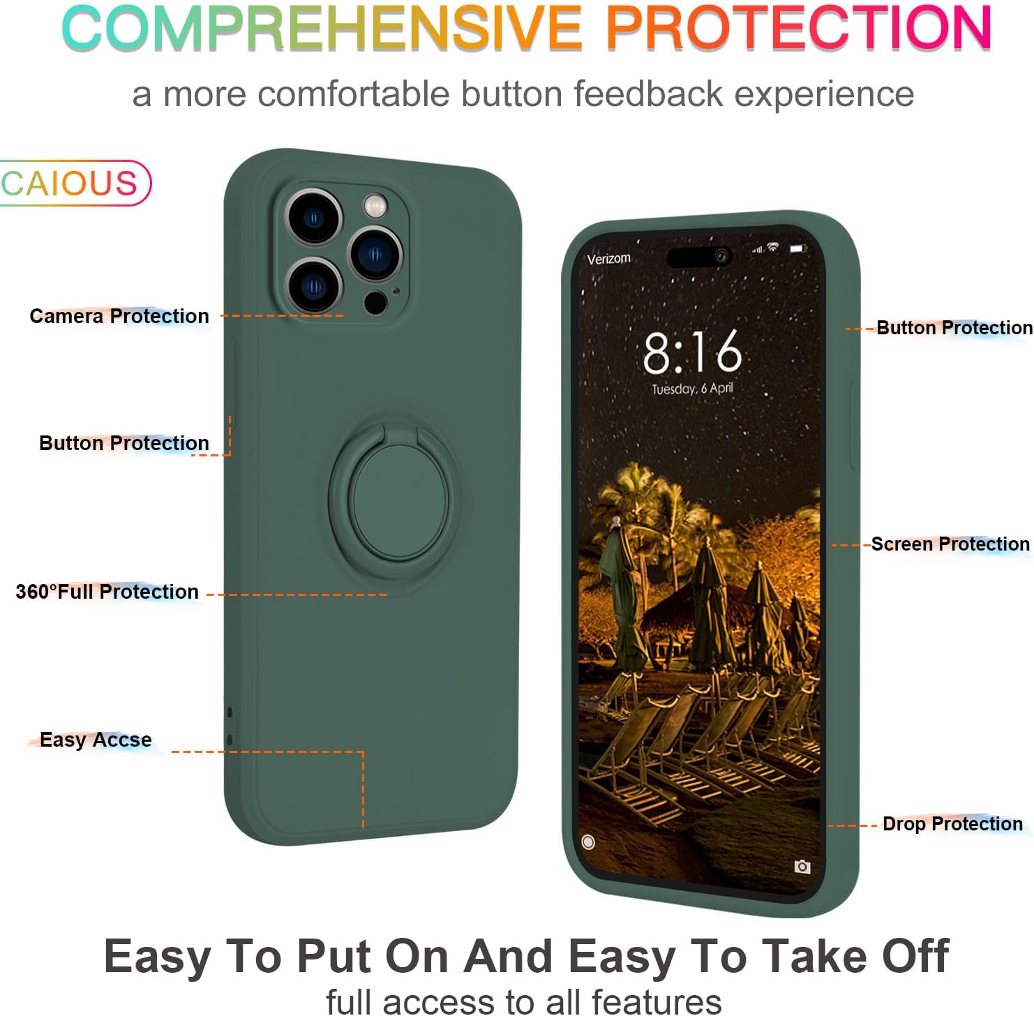 Funda para iPhone 15 Pro (lanzado en 2023), funda de silicona con anillo giratorio de 360, soporte magnético para automóvil, funda protectora con