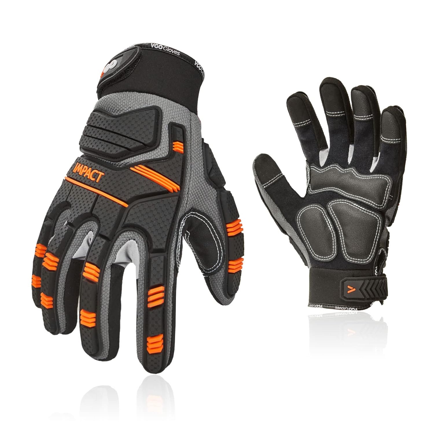 Vgo… Guantes de trabajo de seguridad, guantes de mecánico, guantes de impacto, guantes antivibración, guantes de aparejo, resistentes (M, gris,