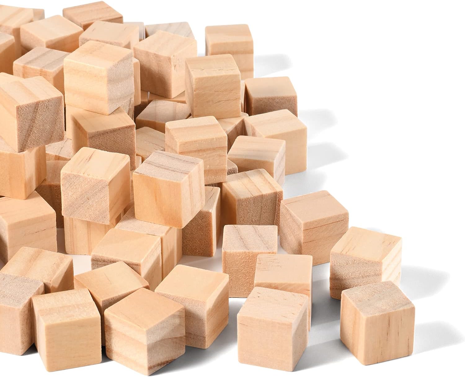 Cubos de madera de 34 pulgadas pequeños bloques de madera para manualidades, 0.8 in, bloque cuadrado de madera natural sin terminar para proyectos