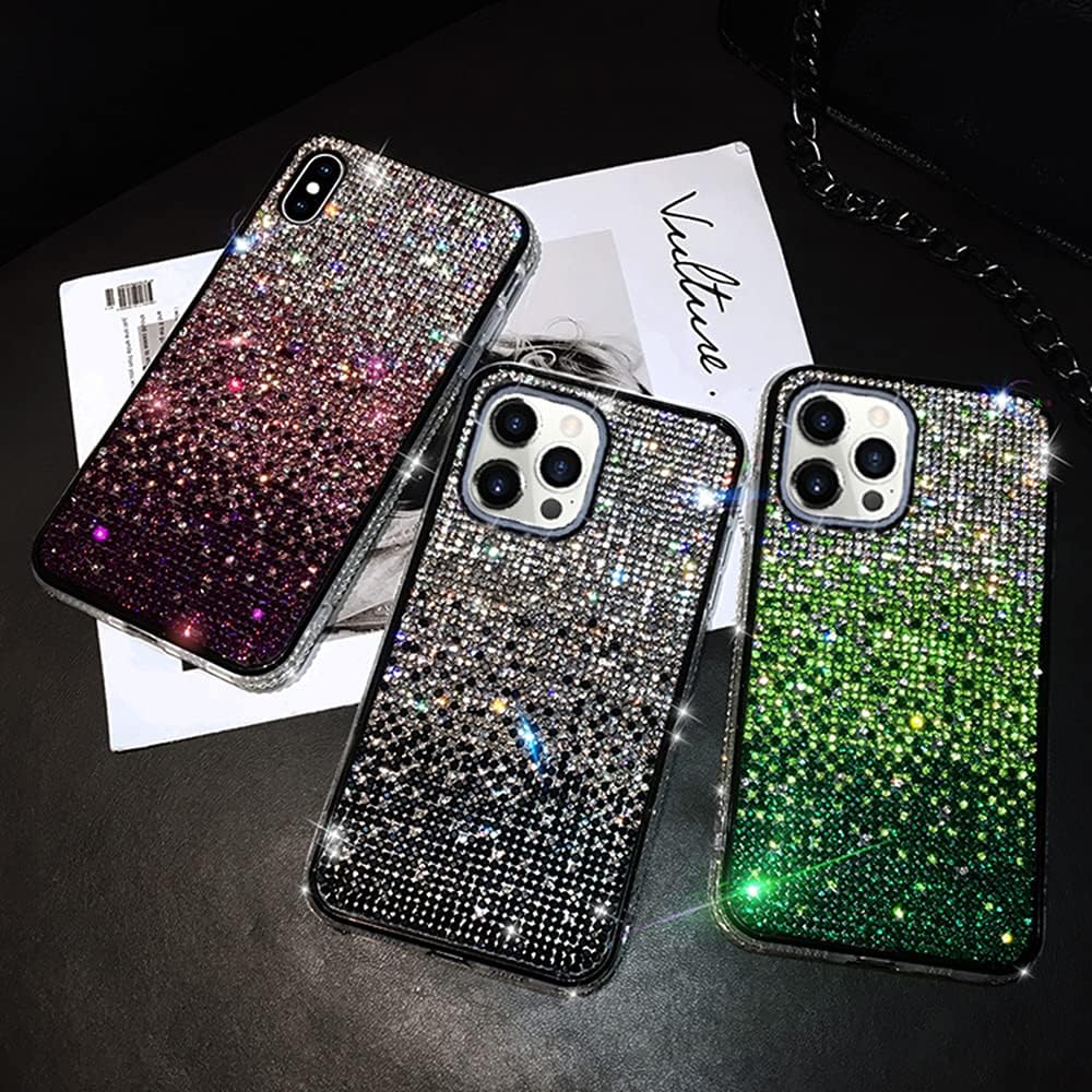 LUVI Funda compatible con iPhone 13 Pro Max Bling para mujeres y niñas, con diamantes de imitación brillantes, funda protectora de lujo 3D hecha a