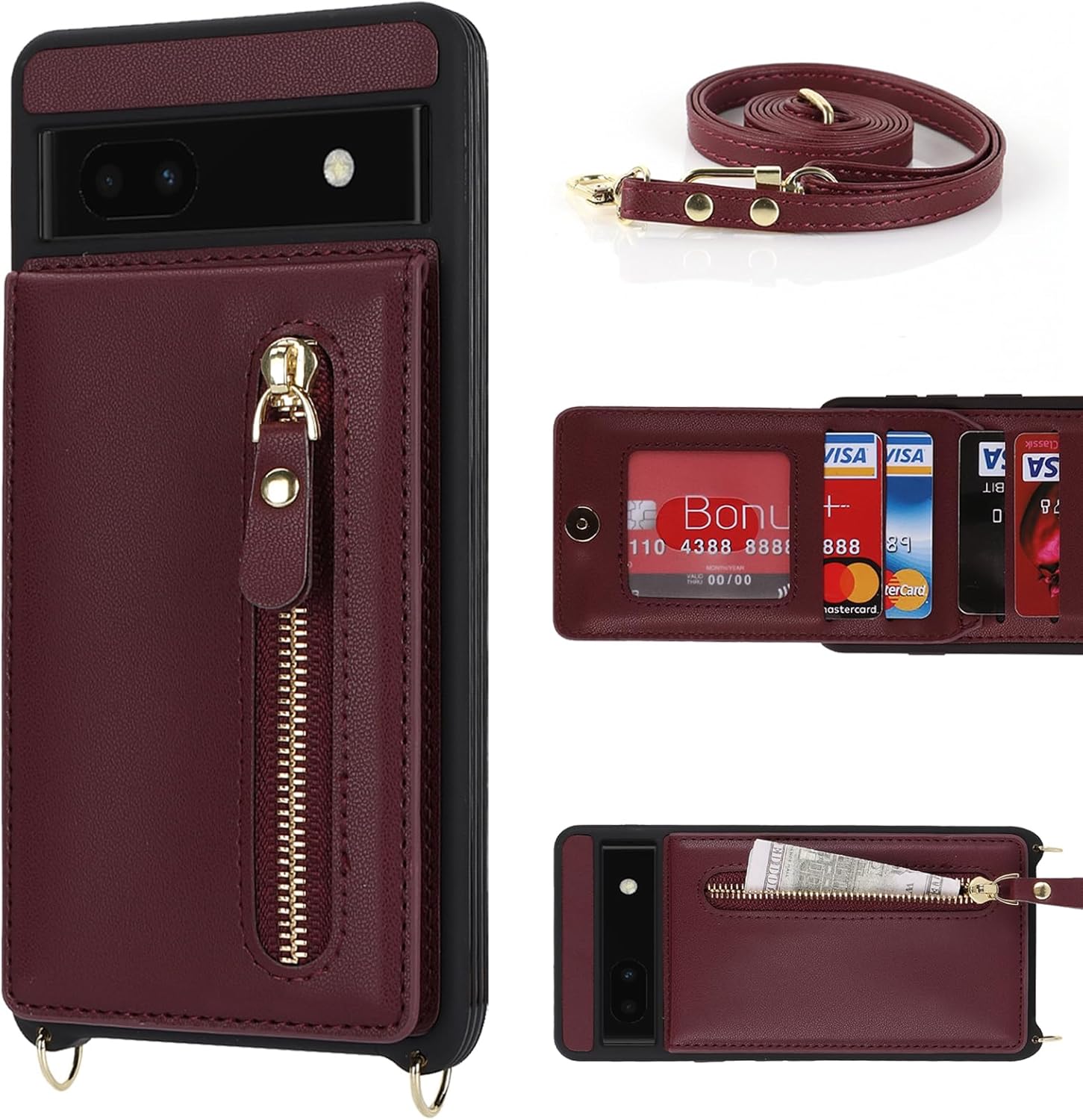 Jaorty Funda para Google Pixel 6a para mujer con tarjetero de 6.1 pulgadas 5G 2022, funda para teléfono Google Pixel 6a con correa, fundas cruzadas