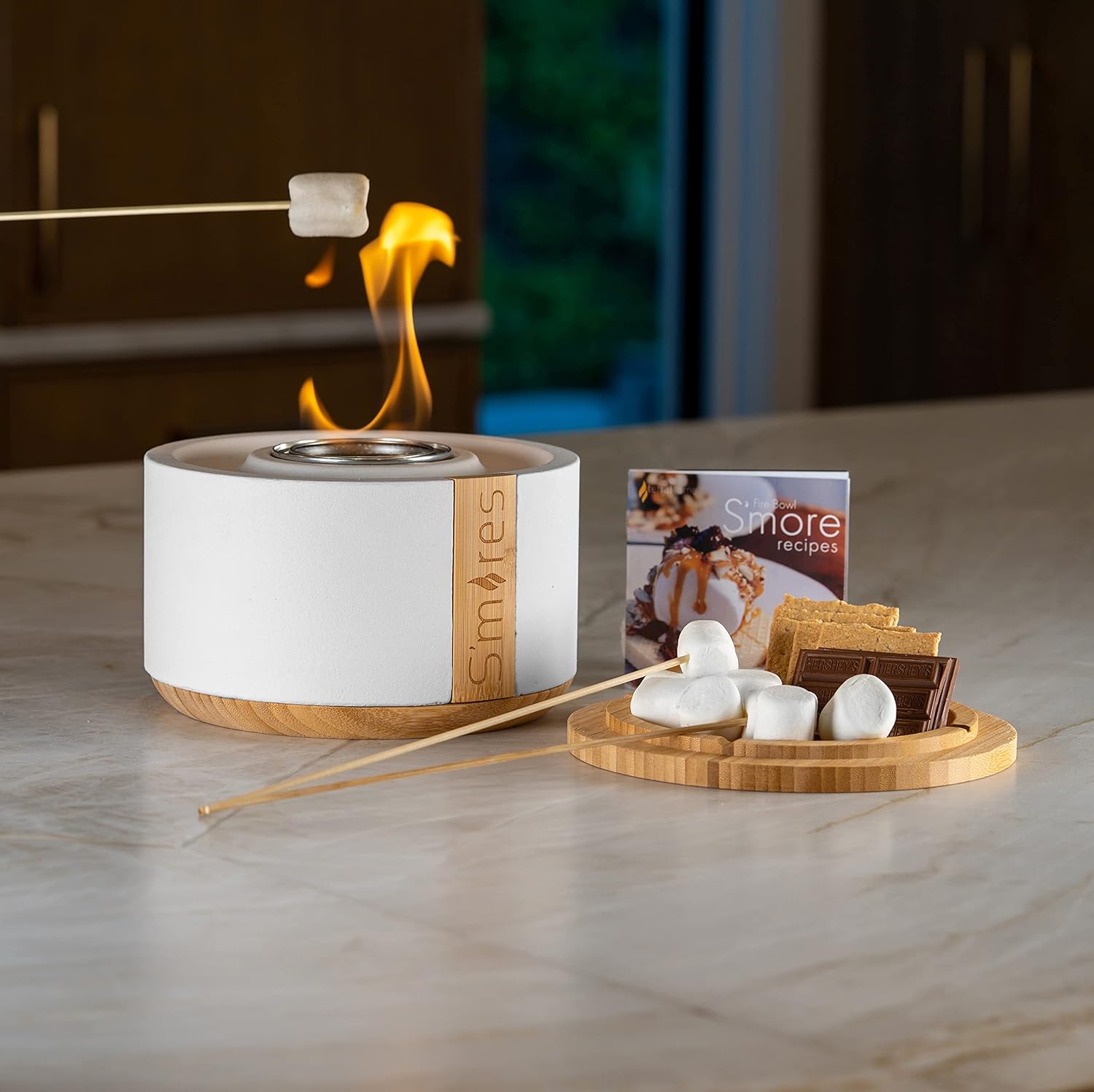 TerraFlame – Tostador portátil para interiores y exteriores, sin humo, gel de combustible, combustible, S’mores, color blanco