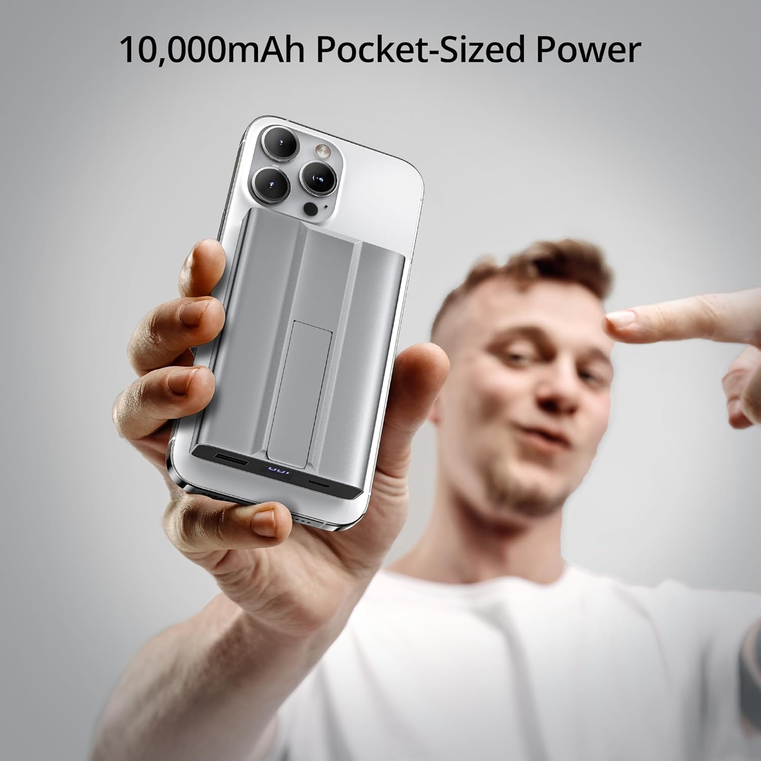 LULULOOK Banco de energía de carga rápida para iPhone, cargador de batería portátil de 10000 mAh con soporte ajustable, cargador magnético