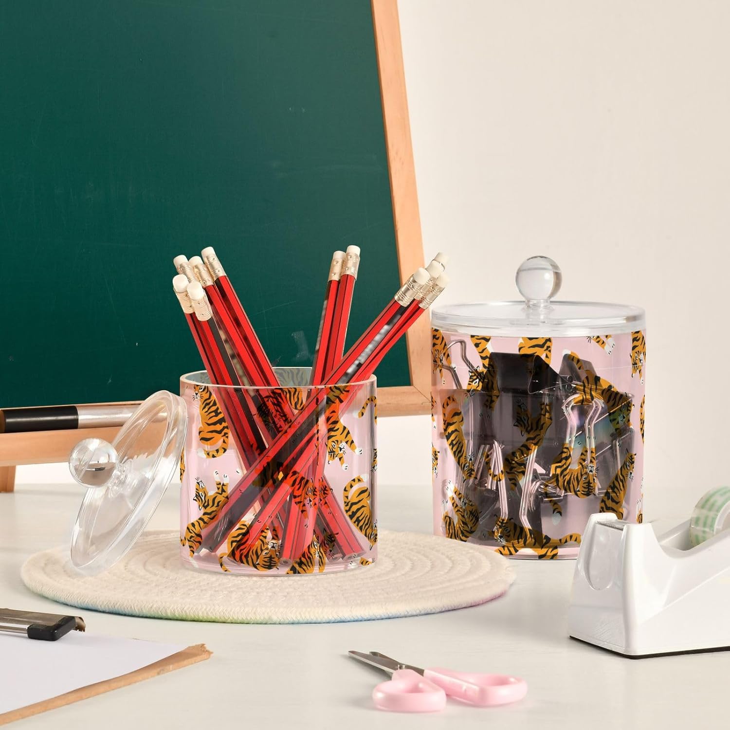 Tarros de plástico con tapas, tarros de plástico para baño, tarro de algodón para dormitorio, artículos esenciales para estudiantes universitarios y