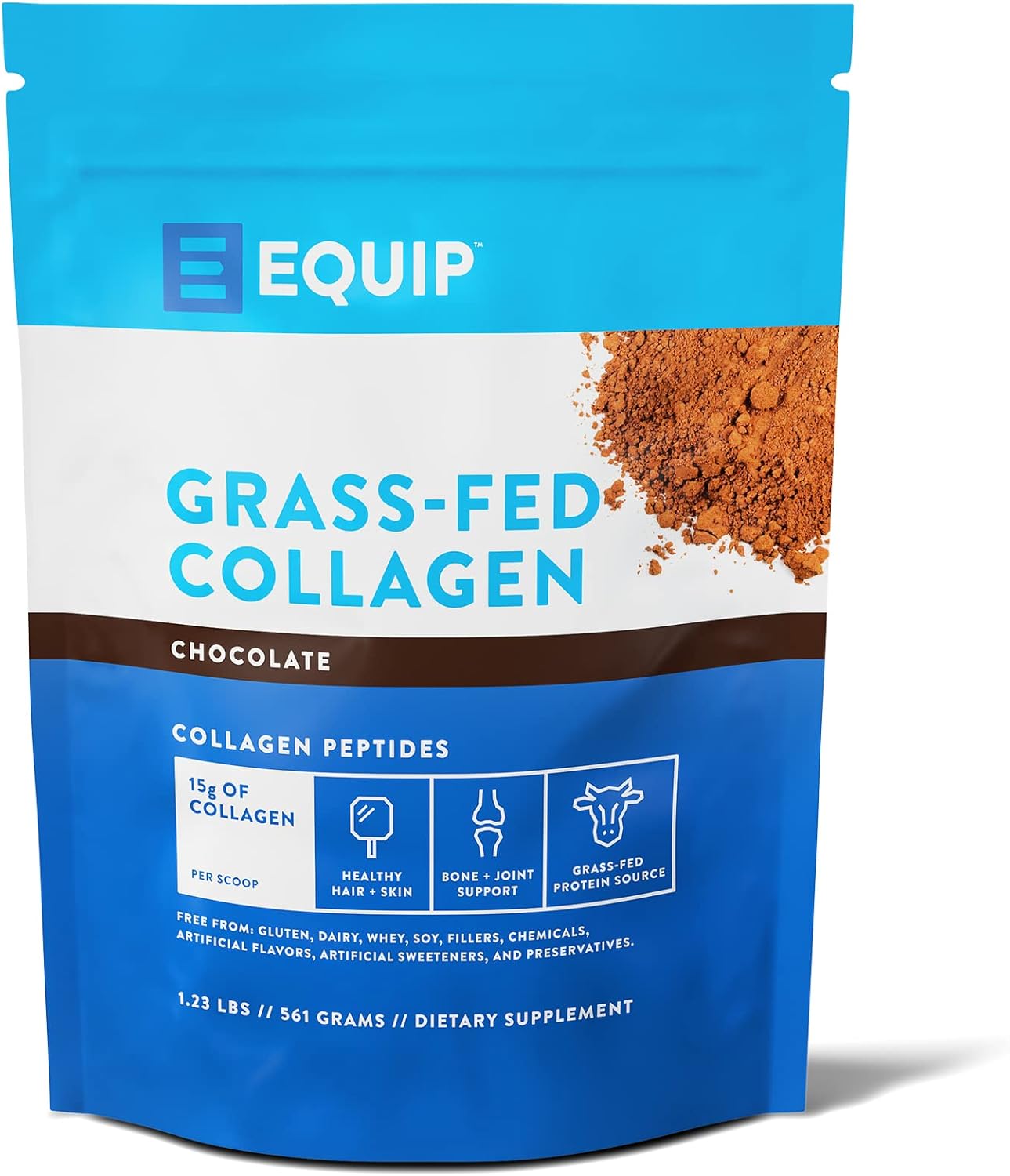 Equip Foods Polvo de colágeno alimentado con pasto  Péptidos de colágeno bovino 100% hidrolizados con aminoácidos  Colágeno de carne de res para