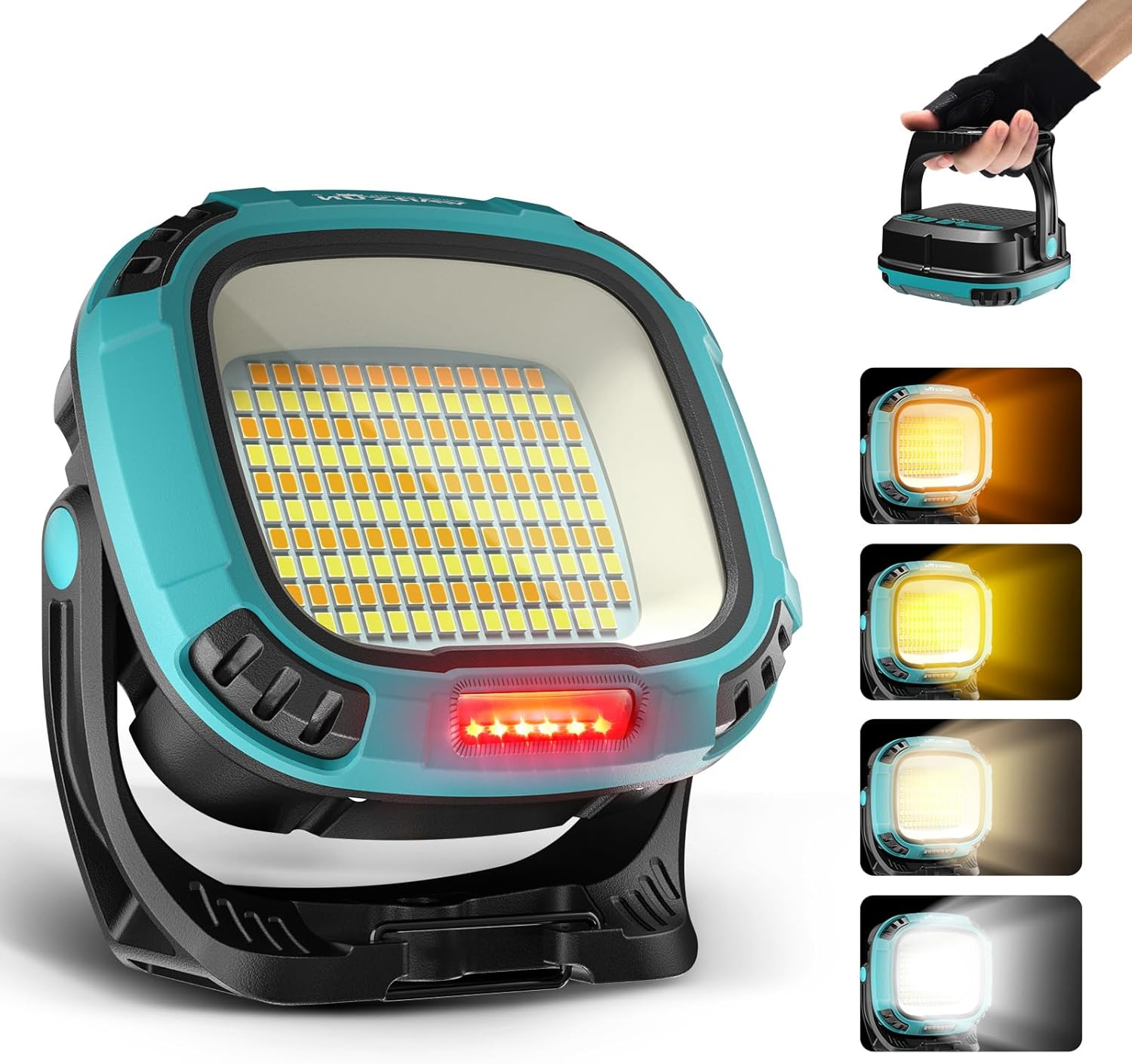 WARSUN Luz de trabajo recargable LED, luz de inundación portátil COB de 3300 lúmenes, luz de trabajo magnética giratoria de 180, luz mecánica con