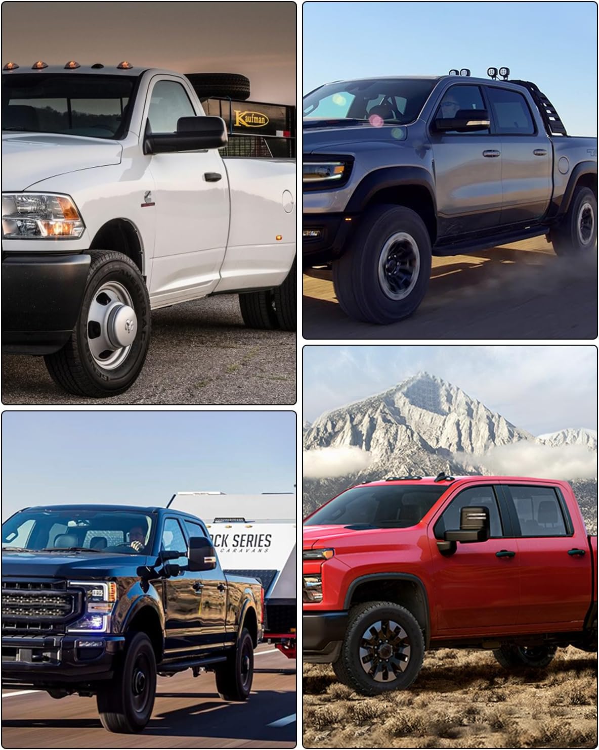 ECCPP Espejos de remolque con 2002-2008 para Dodge para Ram 1500 2003-2009 para Dodge para Ram 25003500 Potencia ajustada, sin luz de señal de giro,