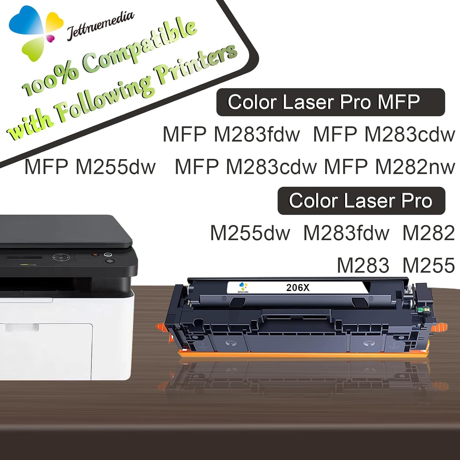 Cartuchos de tóner 206X, paquete de 4 unidades de alto rendimiento (con chip), repuesto compatible para HP 206A 206X para impresora HP Color