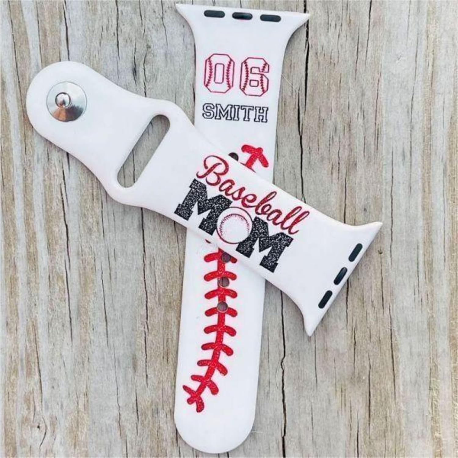 Personalised Custom Watch Bands Custom Baseball Mum Bands With Name and Number Ball Games Bands Gifts For Mum 38mm 40mm 41mm 42mm 44mm 45mm