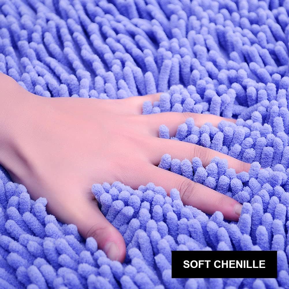 Tapete de baño semicírculo de felpilla, extra suave y súper absorbente, de secado rápido, lavable a máquina, alfombra de felpa para bañera, ducha,