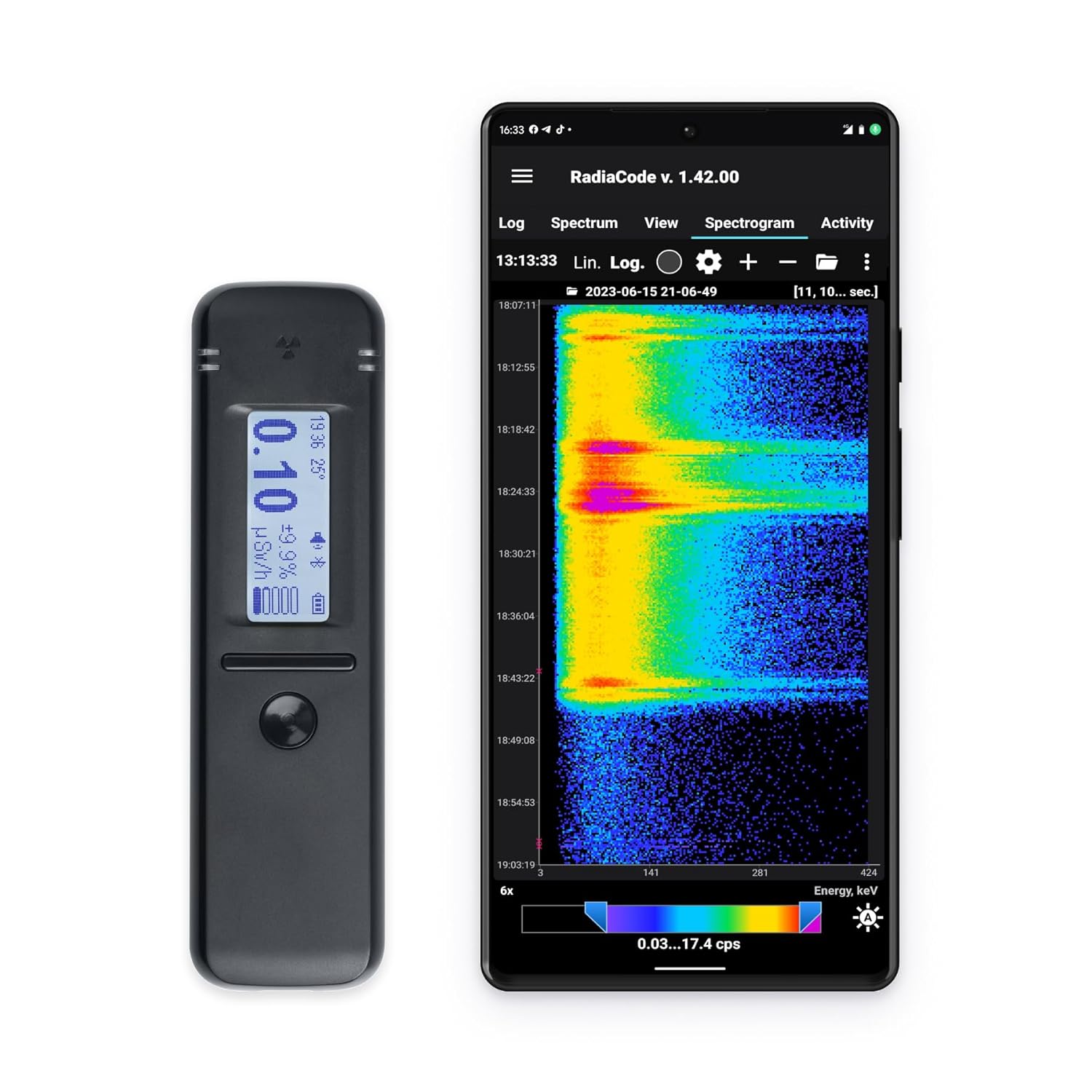 Detector multifuncional de radiación nuclear y espectrómetro gamma – Radiacode 102 con cristal de centelleo