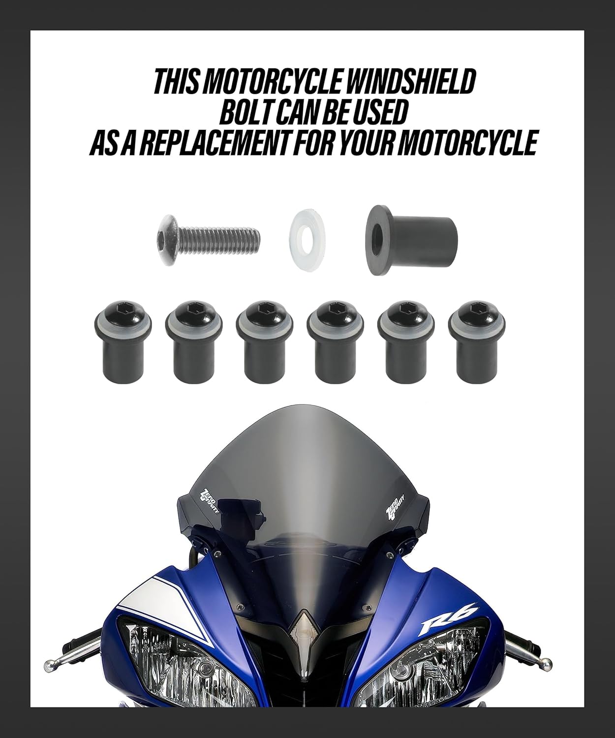 ESEWALAS 10 tornillos para parabrisas, kit de tornillos para parabrisas de motocicleta, accesorios de automóvil, carenado de motocicleta, tornillos