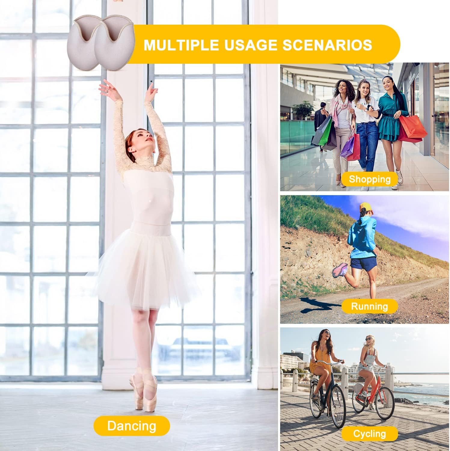 Povihome Almohadillas para proteger los dedos de los pies, cubierta de gel para los dedos de las mujeres 5-7 para talón, ballet, zapatos de punta, 1