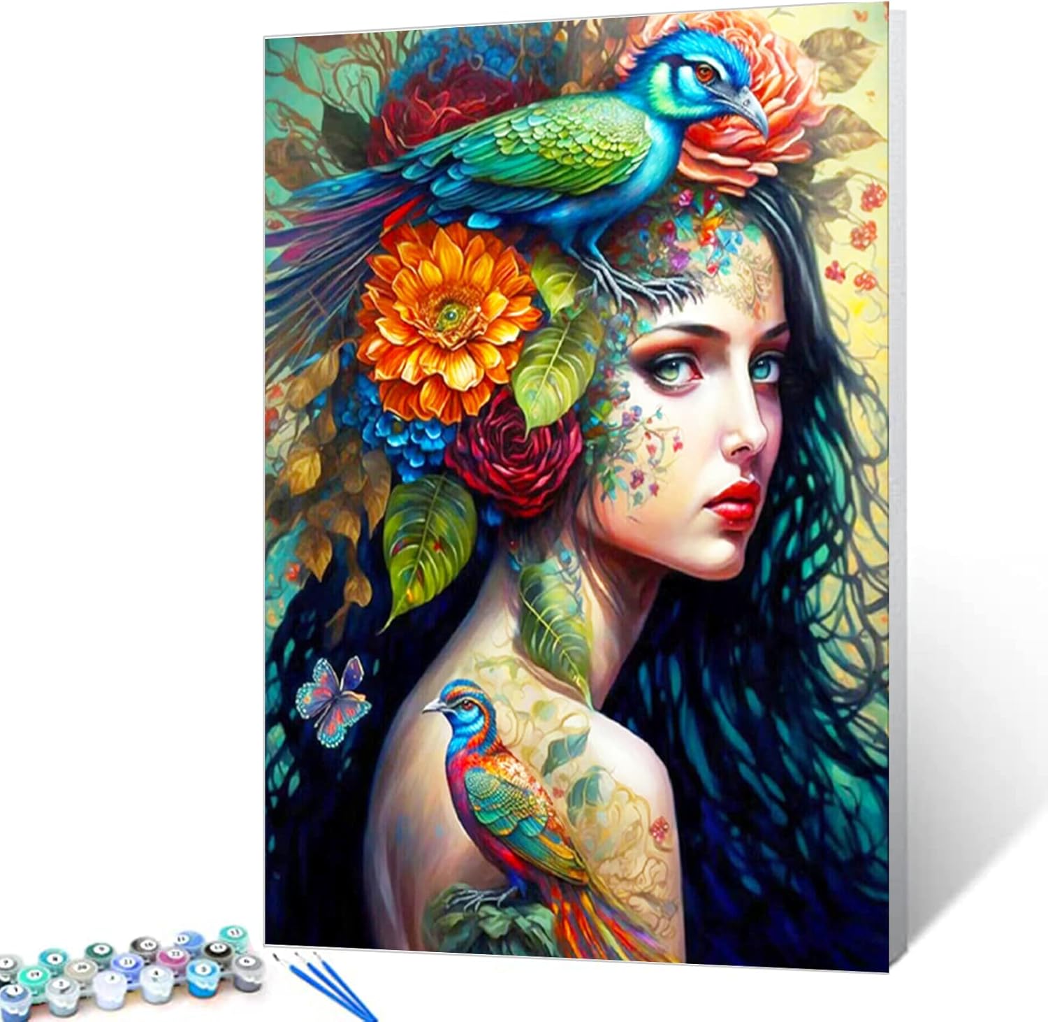 Tatuajes únicos, kits de pintura por números para adultos principiantes, hermosas mujeres pintan por números en lienzo, fácil de pintar para
