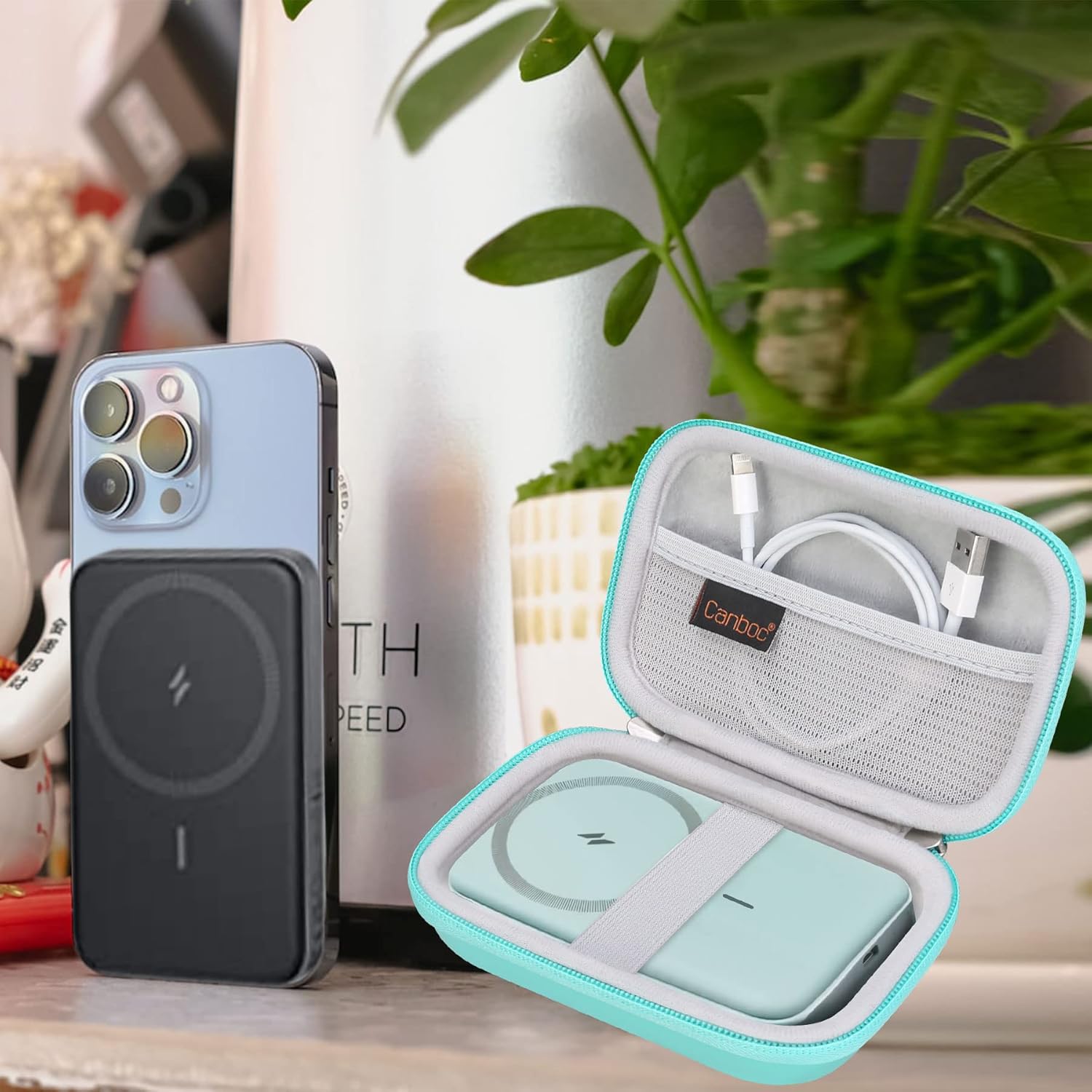 Canboc Estuche rígido de transporte para batería magnética Anker 622633621 (MagGoMagGo con Popsocket), cargador portátil inalámbrico magnético