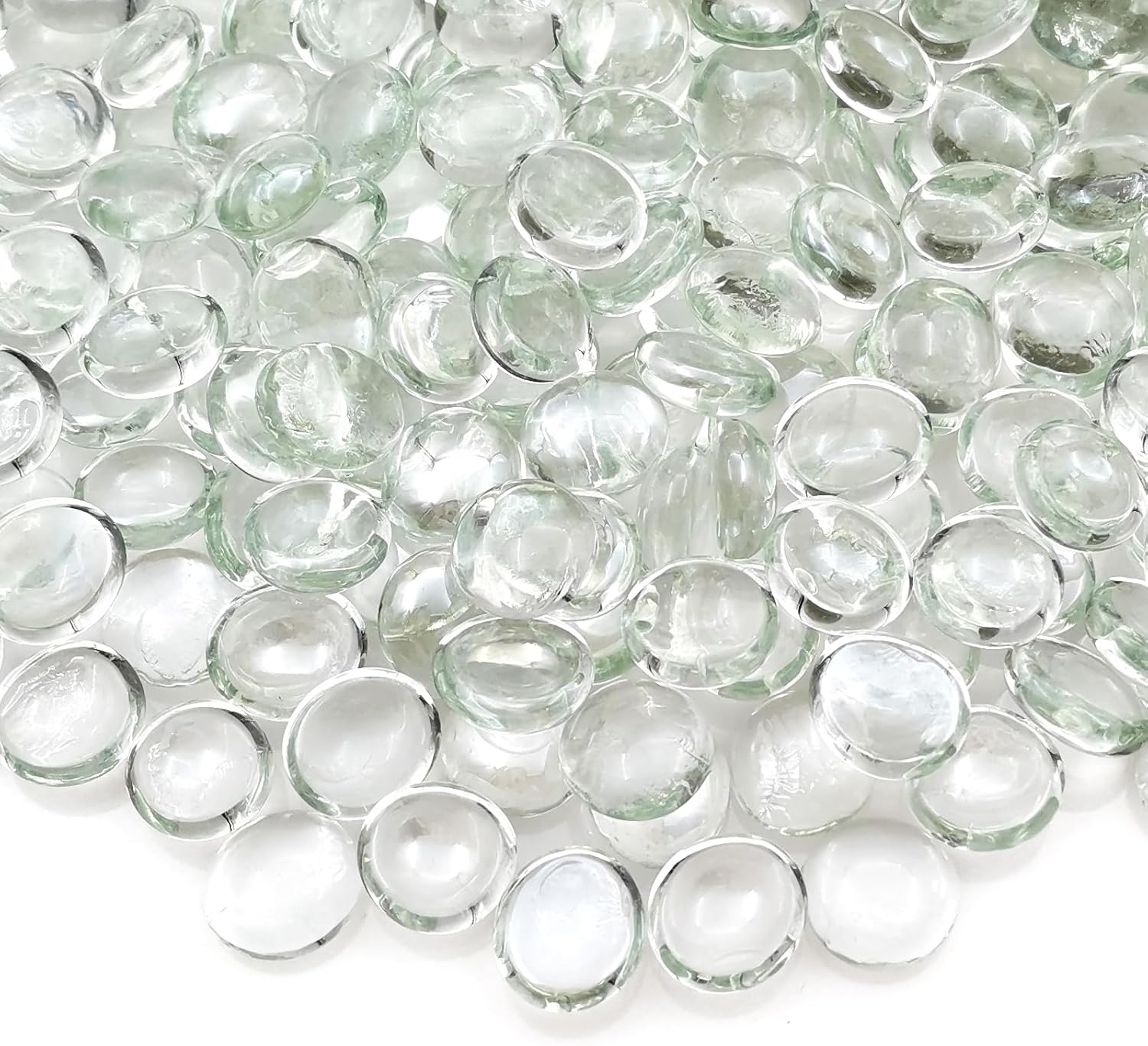 Canicas de vidrio plano de 2 libras, cuentas de relleno de jarrón de vidrio de alto brillo, guijarros de vidrio translúcido para jarrones,