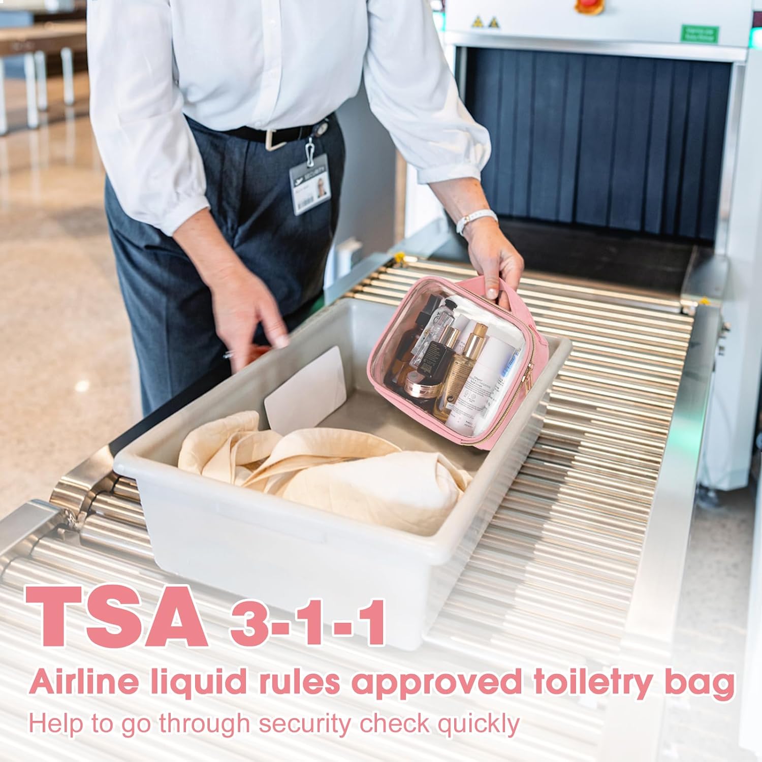 Wedama Bolsa de aseo aprobada por la TSA, paquete de 2 bolsas de maquillaje transparentes con asas, bolsas de aseo transparentes de tamaño de cuarto