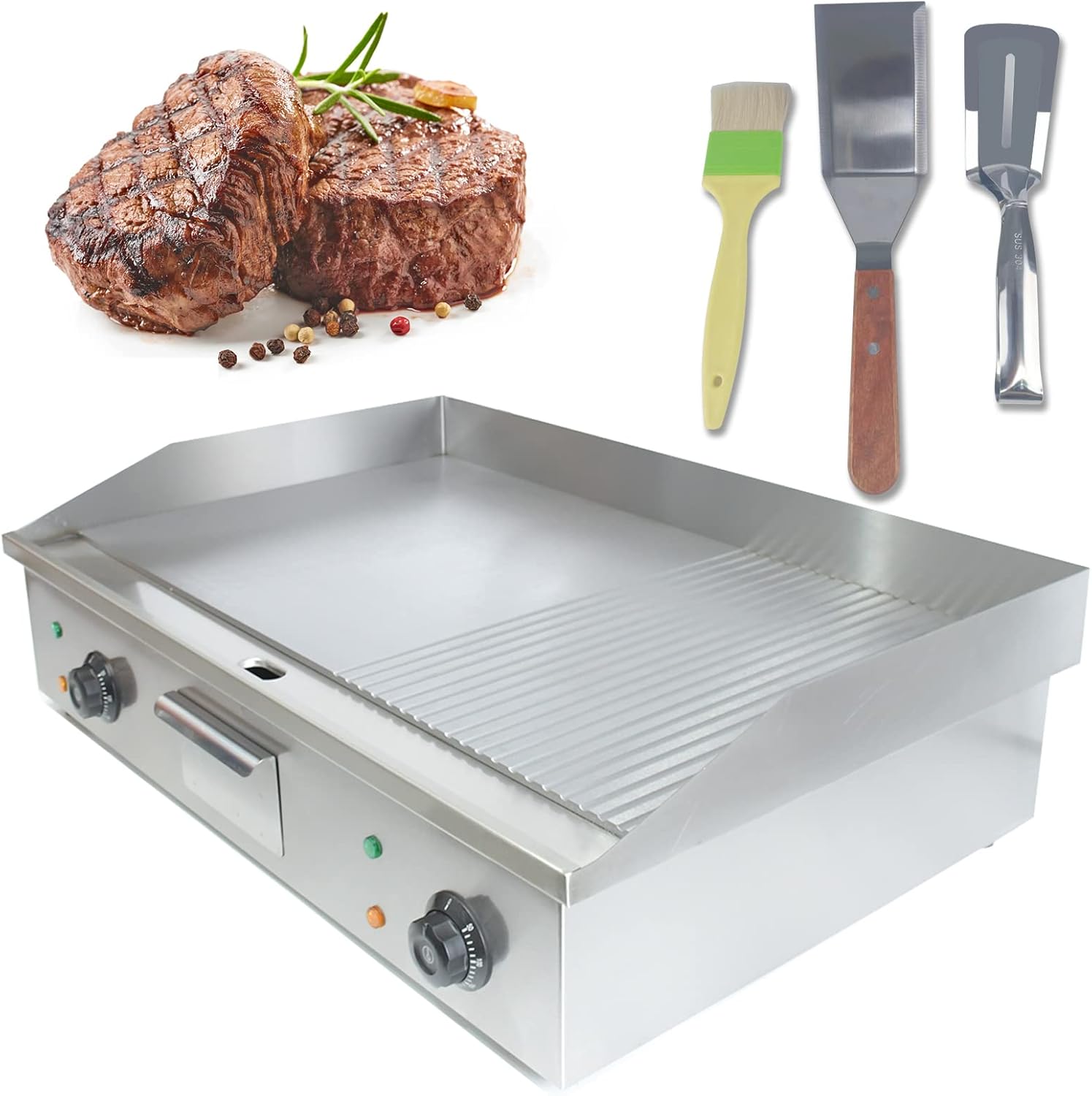 NJTFHU 29 “parrilla comercial, 110 V 3000 W plancha eléctrica, antiadherente parrilla eléctrica plana, plancha para cocinar equipo de cocina