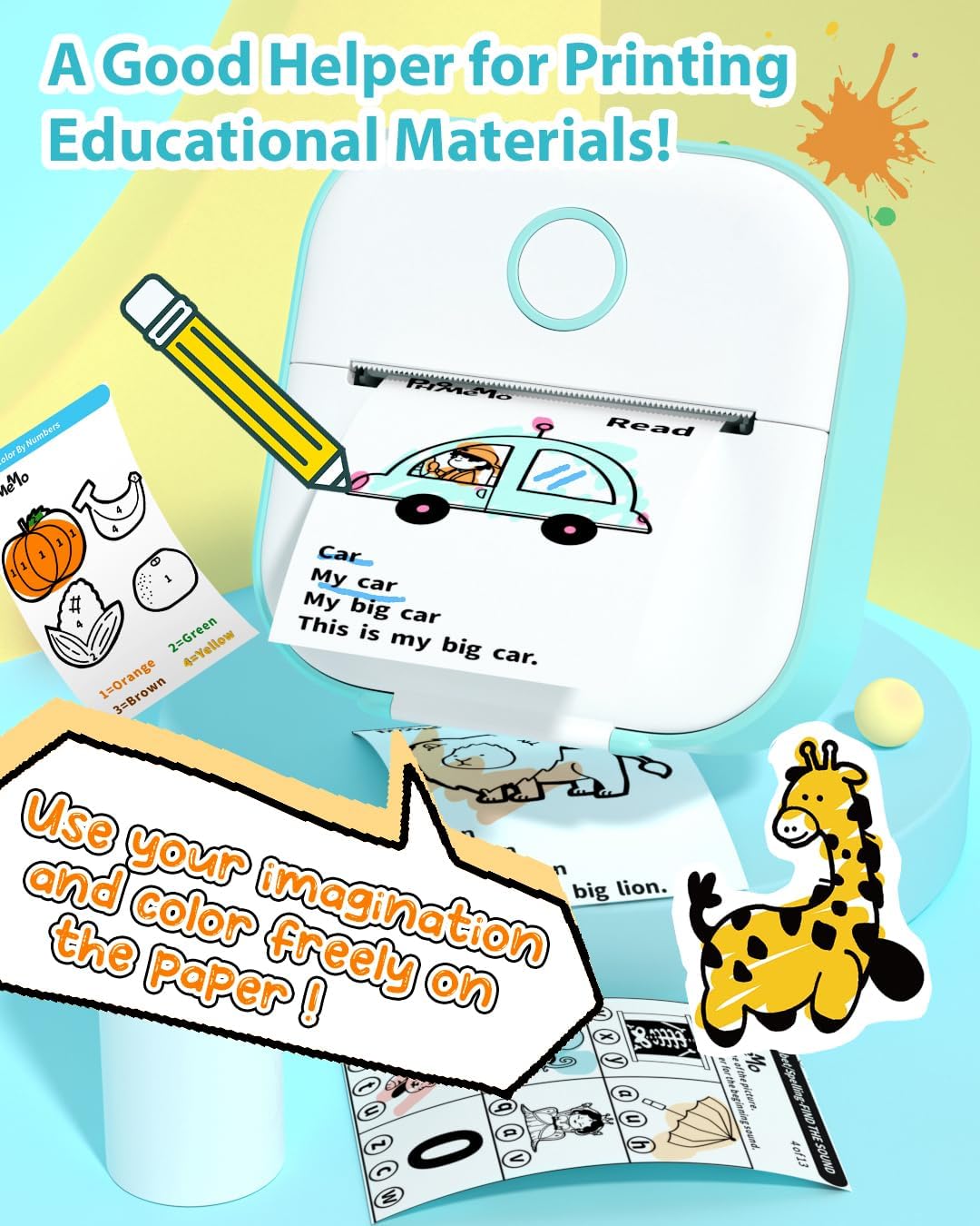 Phomemo T02 Impresora sin tinta con 3 rollos de papel, mini impresora de calcomanías para impresora Bluetooth térmica de bolsillo para notas de