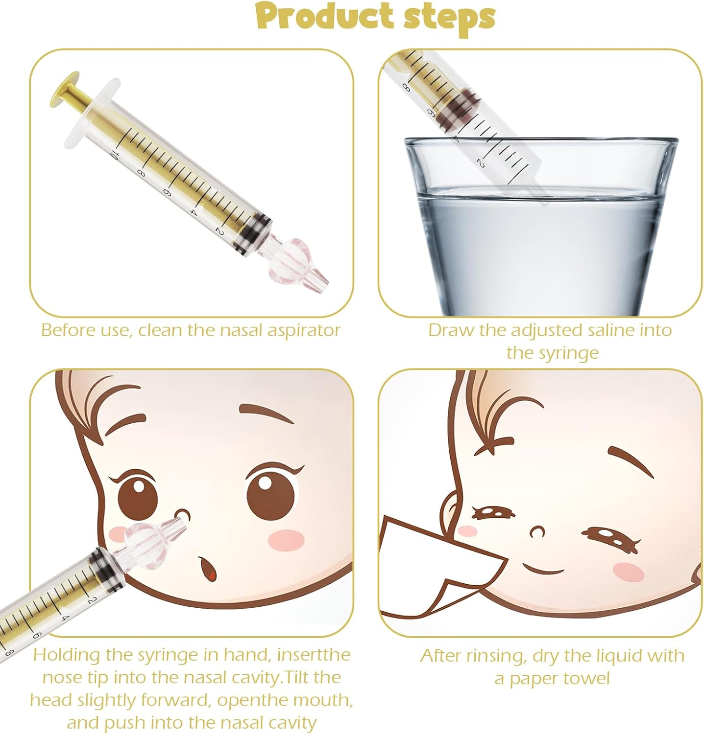AOZBZ Aspirador nasal para bebé, 4 piezas, juego de irrigadores nasales profesionales para bebés, sin BPA, limpiador de nariz portátil para bebés,