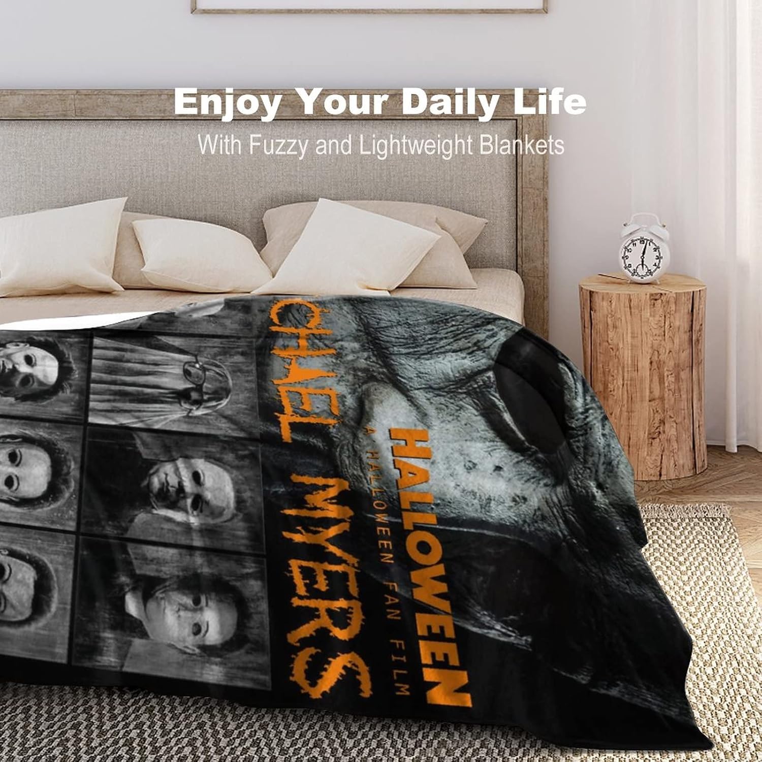 Nice Michael Halloween Myers – Manta de franela de Halloween y mantas para sofá, manta súper acogedora con aire acondicionado de 40 x 50 pulgadas
