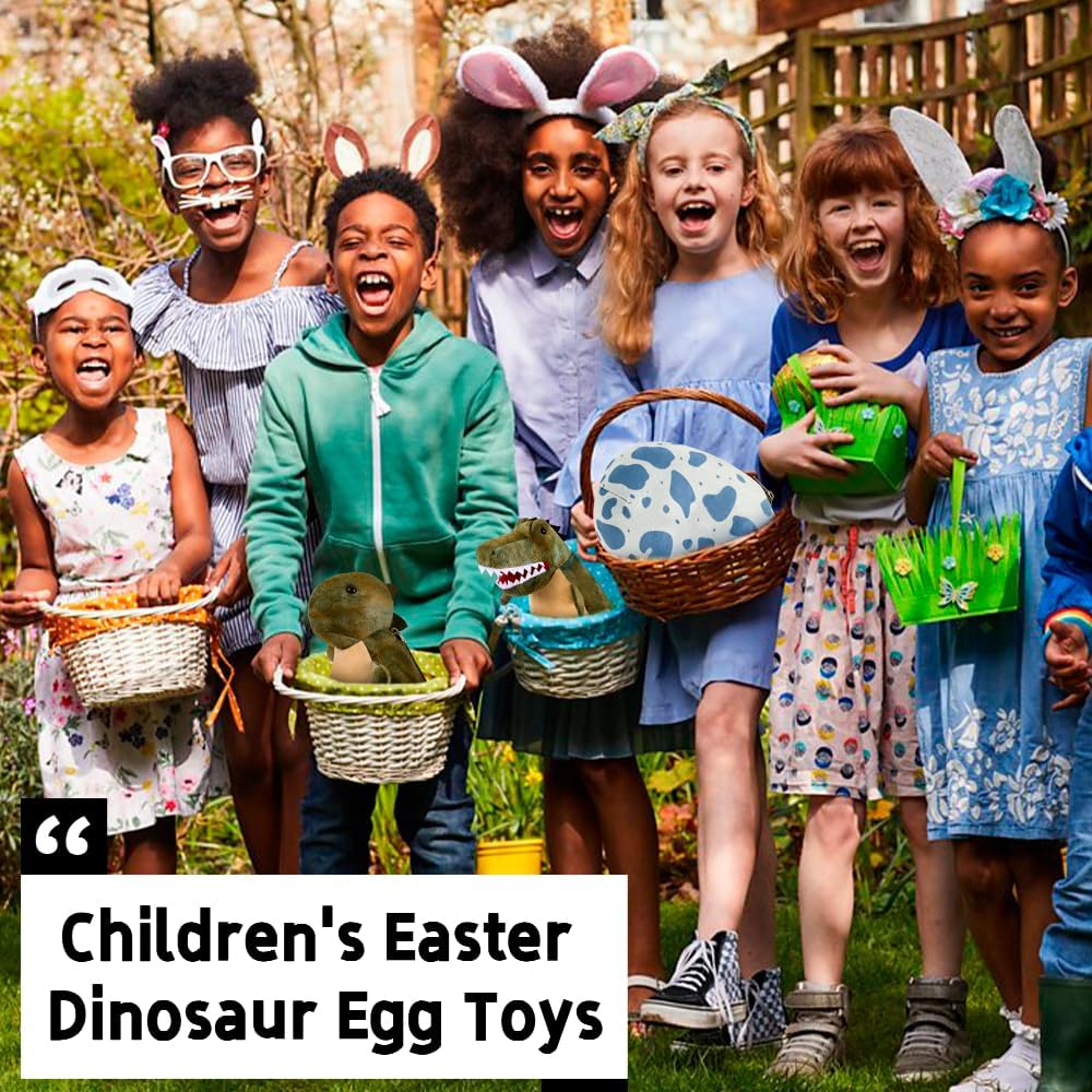Animal de peluche de dinosaurio, con tres capas de huevos de dinosaurio para decoraciones de Pascua, juguetes de dinosaurio reversibles para niños,