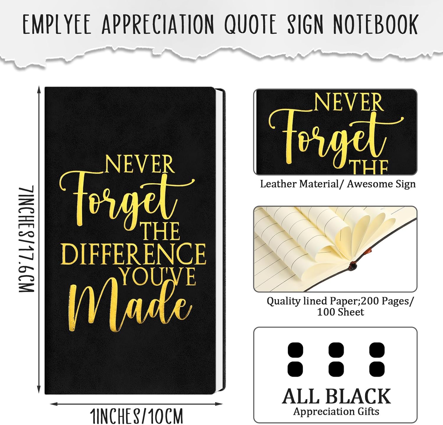 Kosiz 6 cuadernos de cuero de agradecimiento A6 de agradecimiento a los empleados, diario inspirador, bloc de notas motivacionales para compañeros
