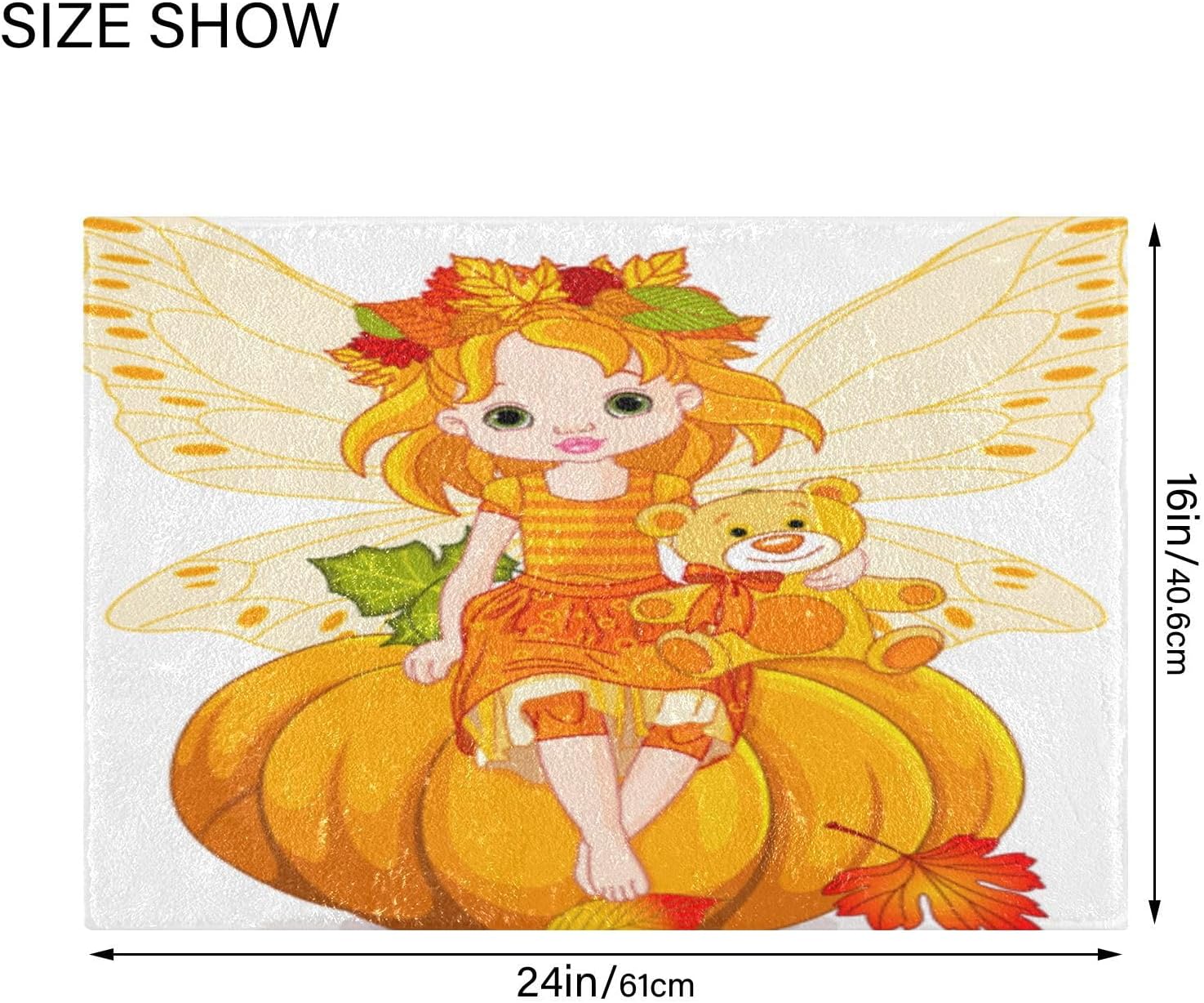 Bathroom Rugs Sets 2 Piece 24×16+24×20 Inch,Soft U-Shaped Contour Toilet Rug Autumn Pumpkin Fairy Non-Slip Absorbent Bath Floor Mat Carpet Set Water