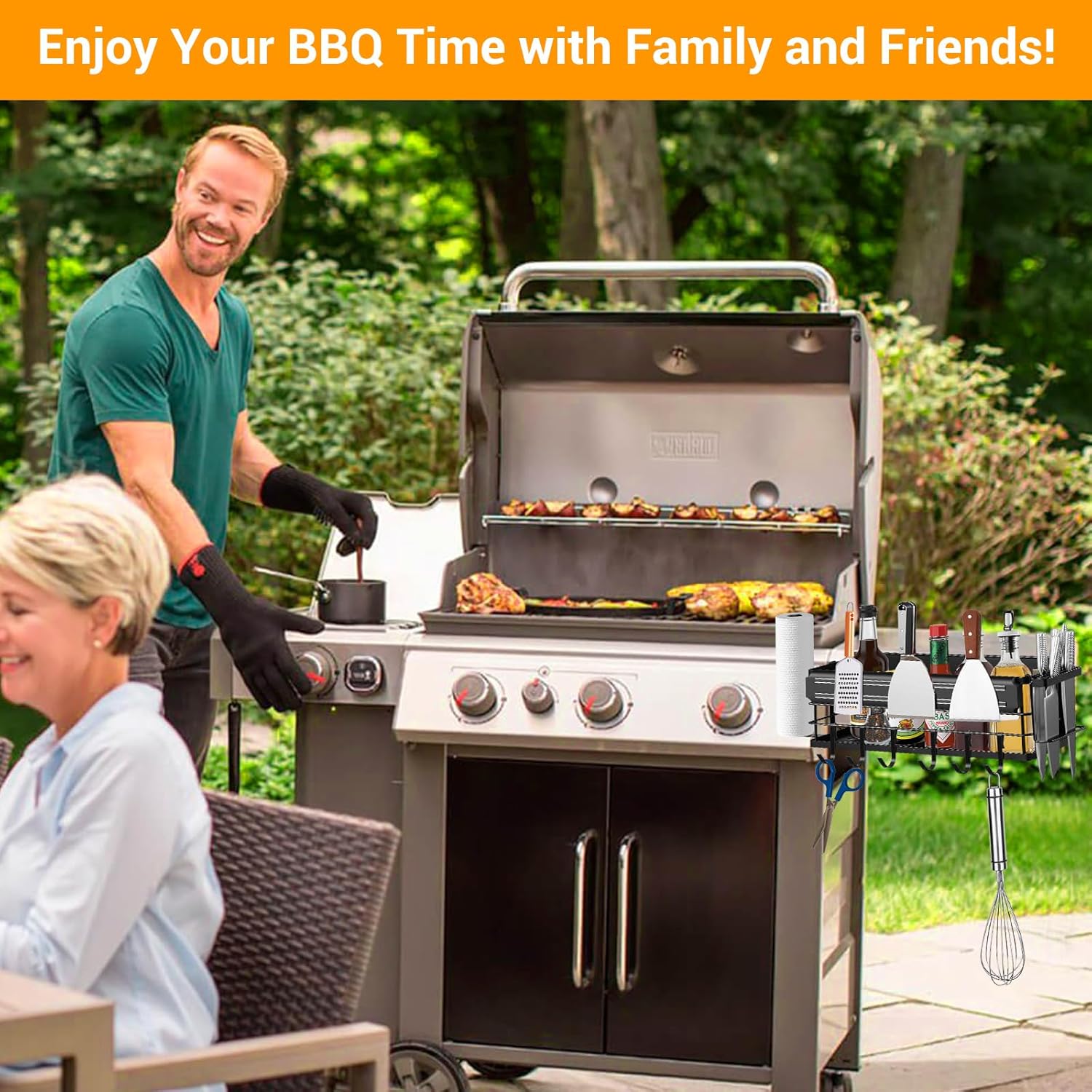 Organizador de parrilla para parrillas Blackstone de 28 pulgadas36 pulgadas, ahorro de espacio, caja de almacenamiento de accesorios de barbacoa con