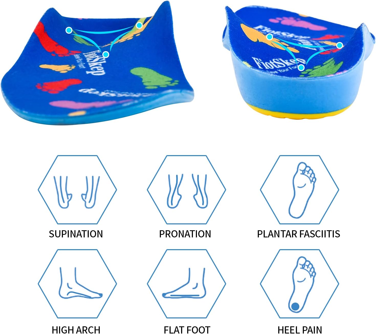 Soporte de arco ortopédico para niños, fascitis plantar, pies planos, insertos de espuma de poliuretano para aliviar el dolor de pies, espalda,